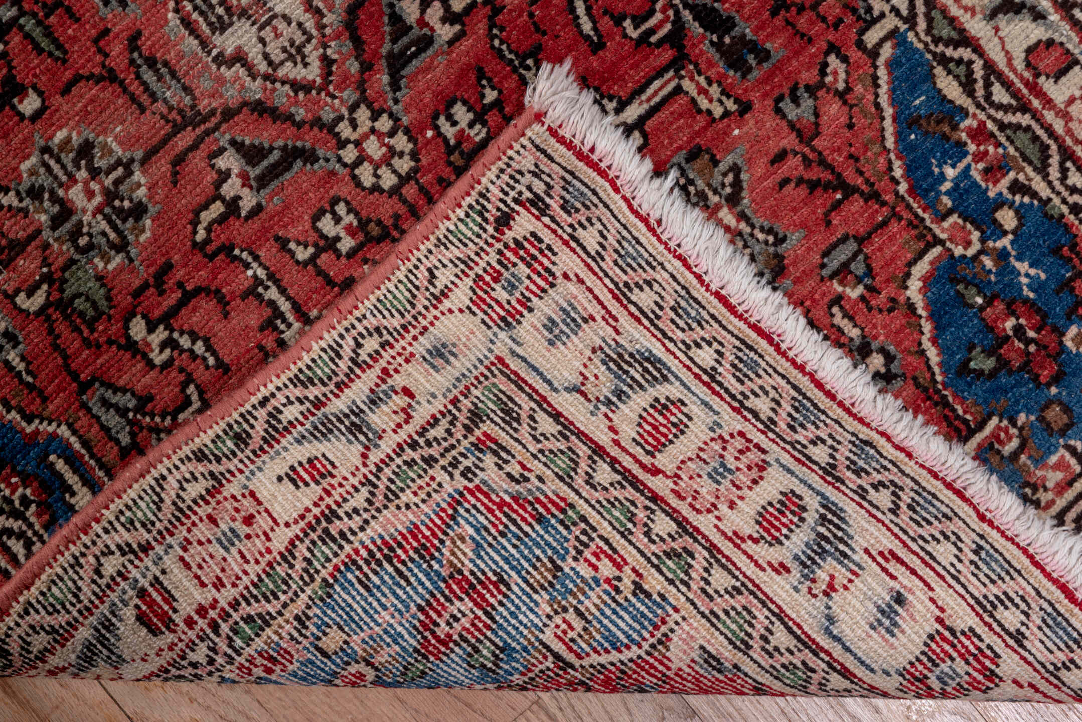 2' x 40' one-of-a-kind handmade vintage Dargazin runner rug. Color palette: rust, ivory, navy, charcoal, rose, slate