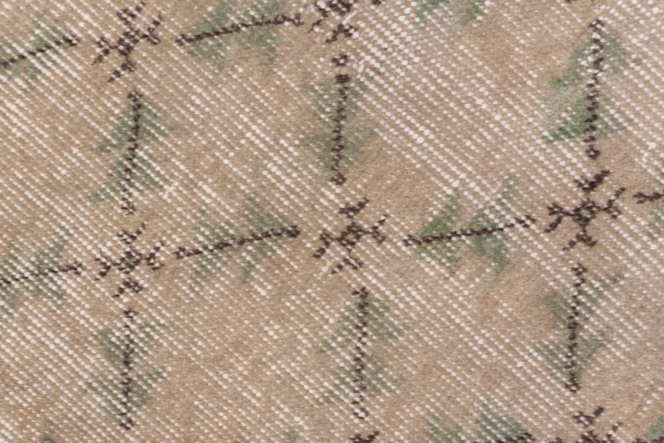 5' x 8' one-of-a-kind handmade vintage Konya medium size rug. Color palette: taupe, beige, charcoal, sage, ivory, gray