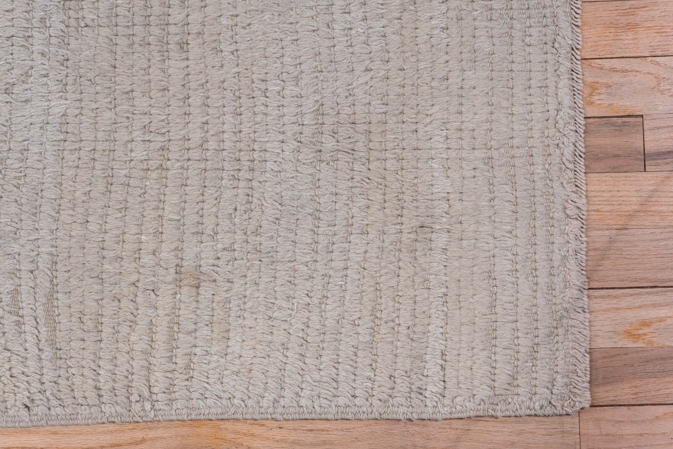 4' x 6' one-of-a-kind handmade antique Tulu small size rug. Color palette: ivory, cream, taupe, beige, gray