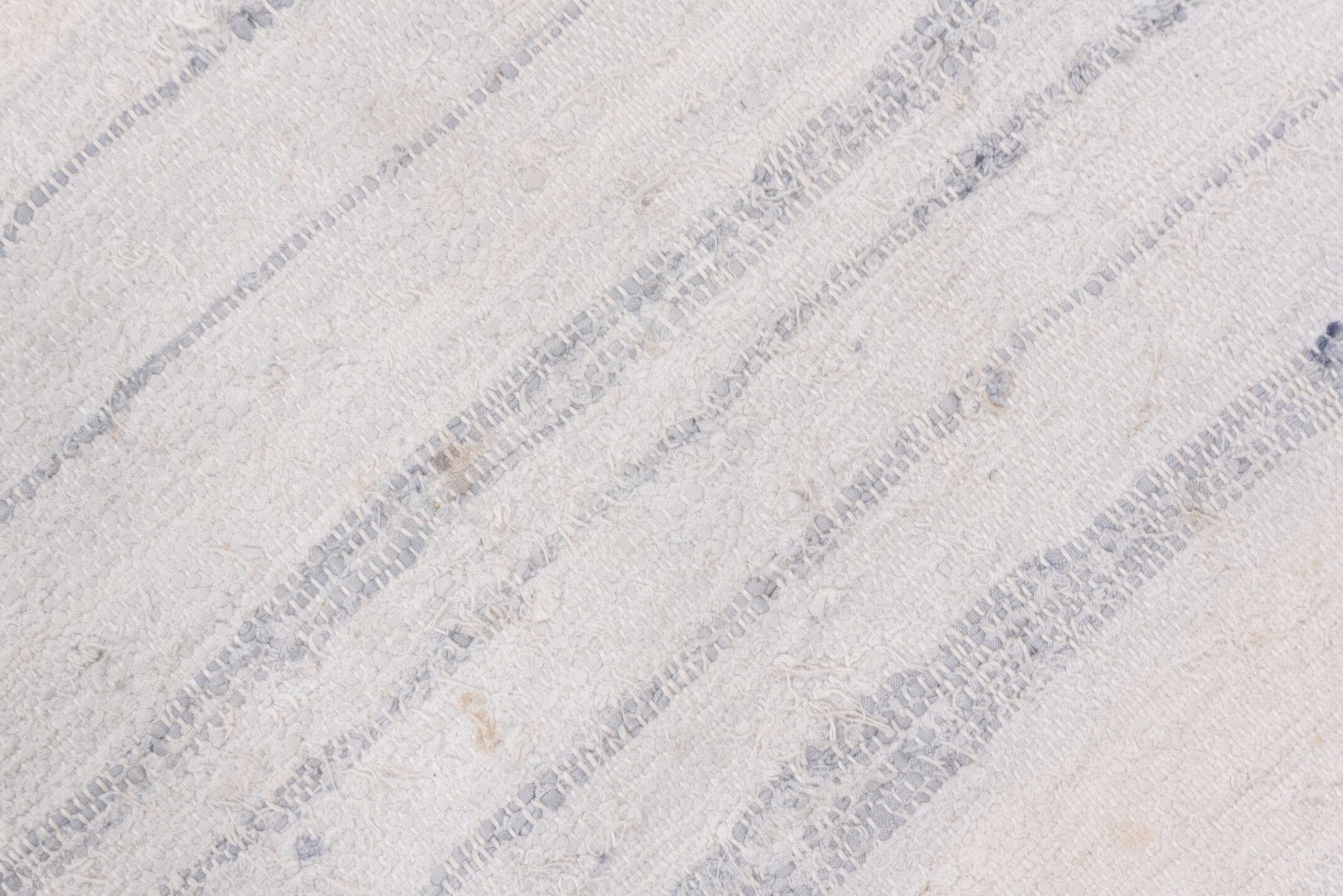 6' x 7' one-of-a-kind handmade antique Rag Rug rug. Color palette: ivory, cream, charcoal, slate, faded blue, taupe, gray