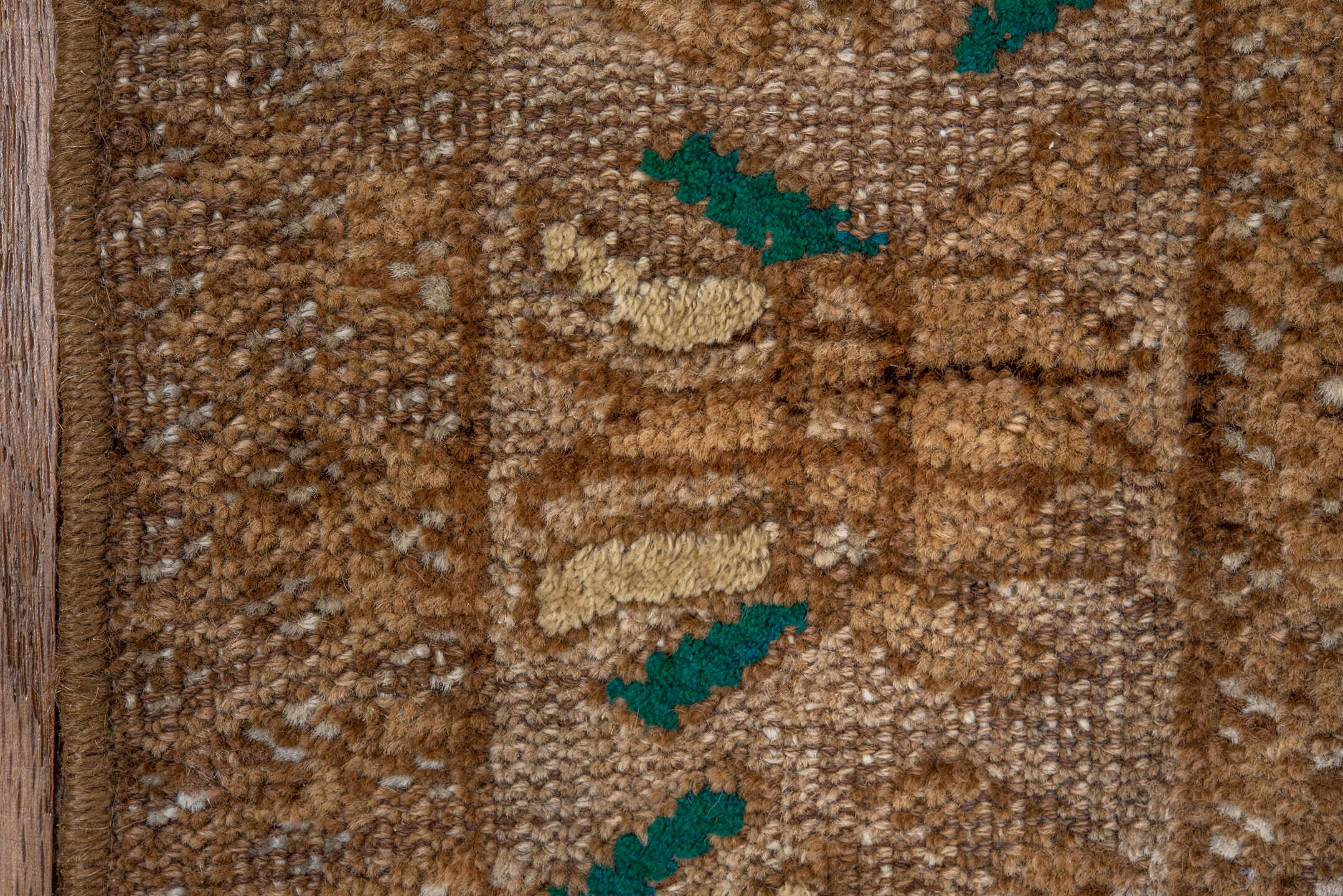 2' x 4' one-of-a-kind handmade vintage Belouch small size rug. Color palette: taupe, camel, brown, ivory, sage, beige, gray