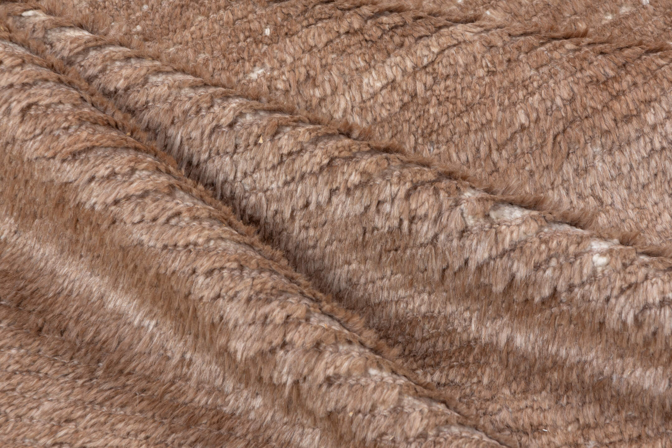 4' x 6' one-of-a-kind handmade vintage Tulu small size rug. Color palette: brown, gray, light gray, off-white, pink, snow