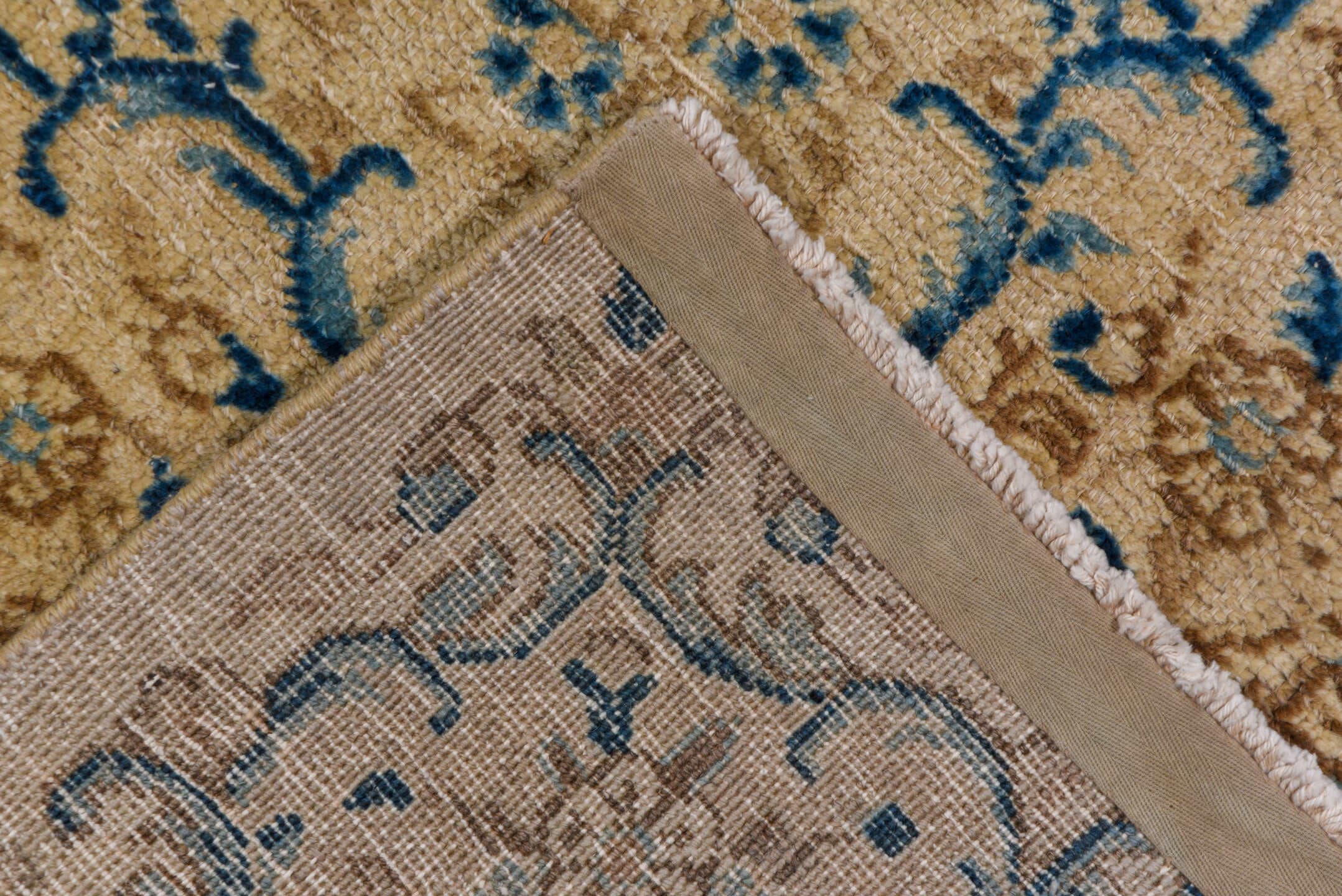 10' x 15' one-of-a-kind handmade antique Kazvin rug. Color palette: ivory, aqua, beige, navy, camel, taupe, teal, blue, gray