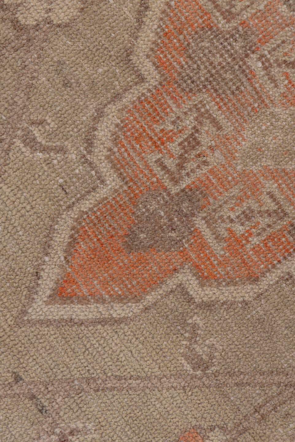 4' x 7' one-of-a-kind handmade antique Khotan rug. Color palette: taupe, coral, ivory, pewter, rose, camel, beige, gray