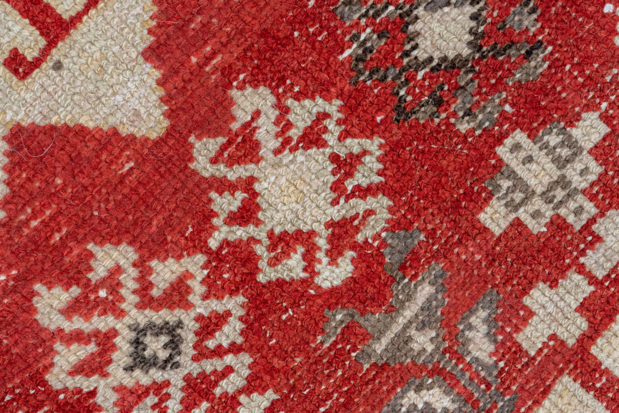 4' x 13' one-of-a-kind handmade antique Caucasian runner rug. Color palette: red, ivory, charcoal, taupe, sage, gray, black