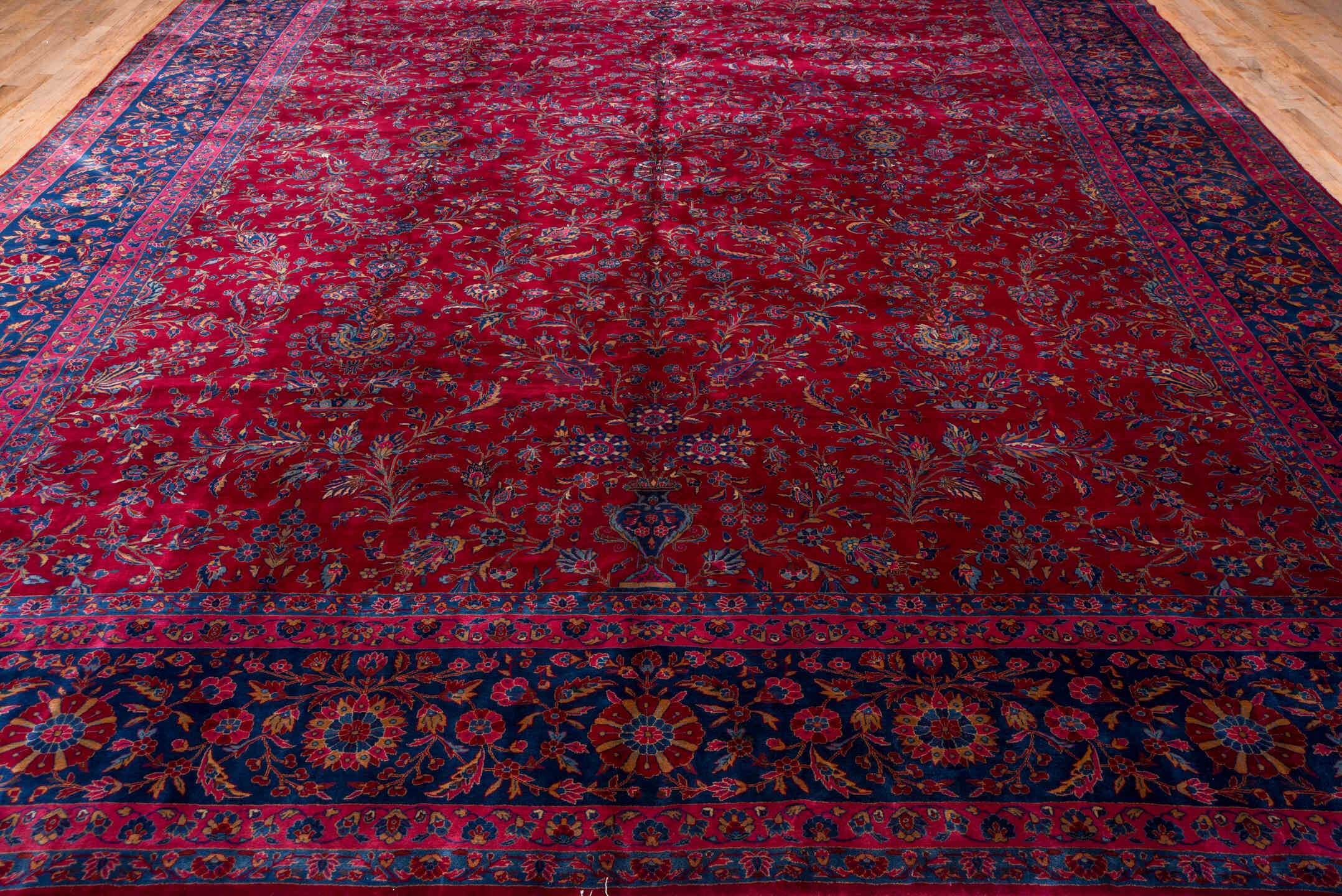 7' x 11' one-of-a-kind handmade vintage Flatweave large size rug. Color palette: blue, brown, burgundy, fiord, gray, pink