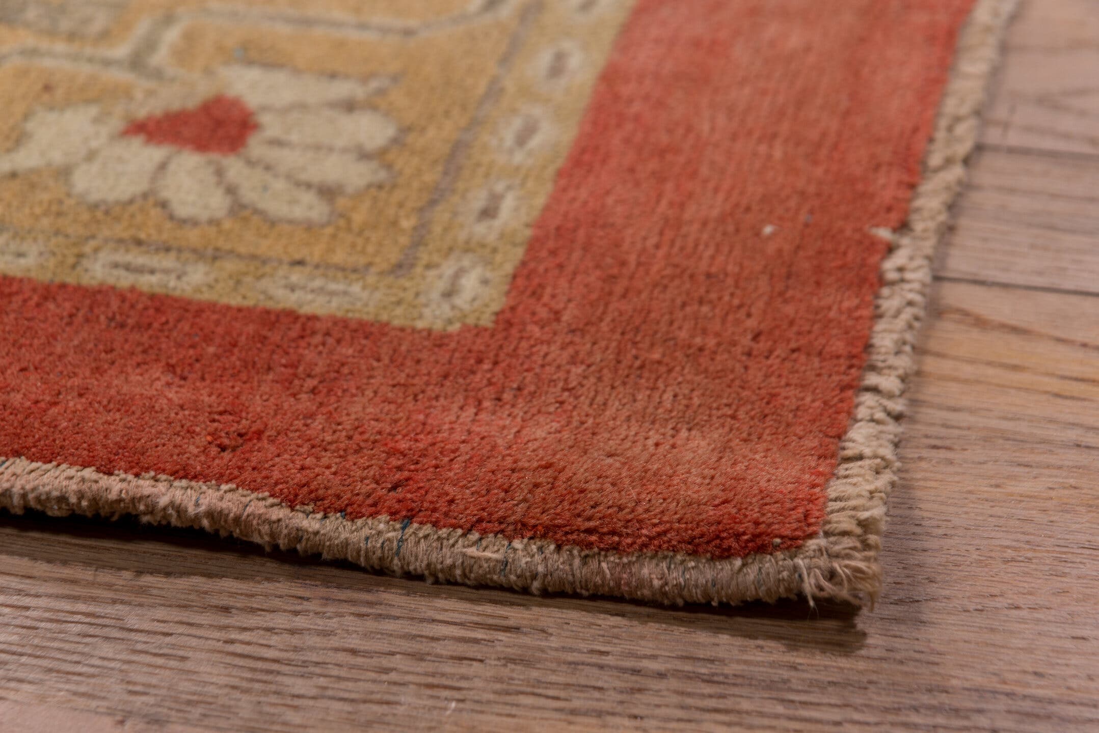 11' x 14' one-of-a-kind handmade antique Amritzar oversize rug. Color palette: terra cotta, camel, ivory, gold, slate, rust