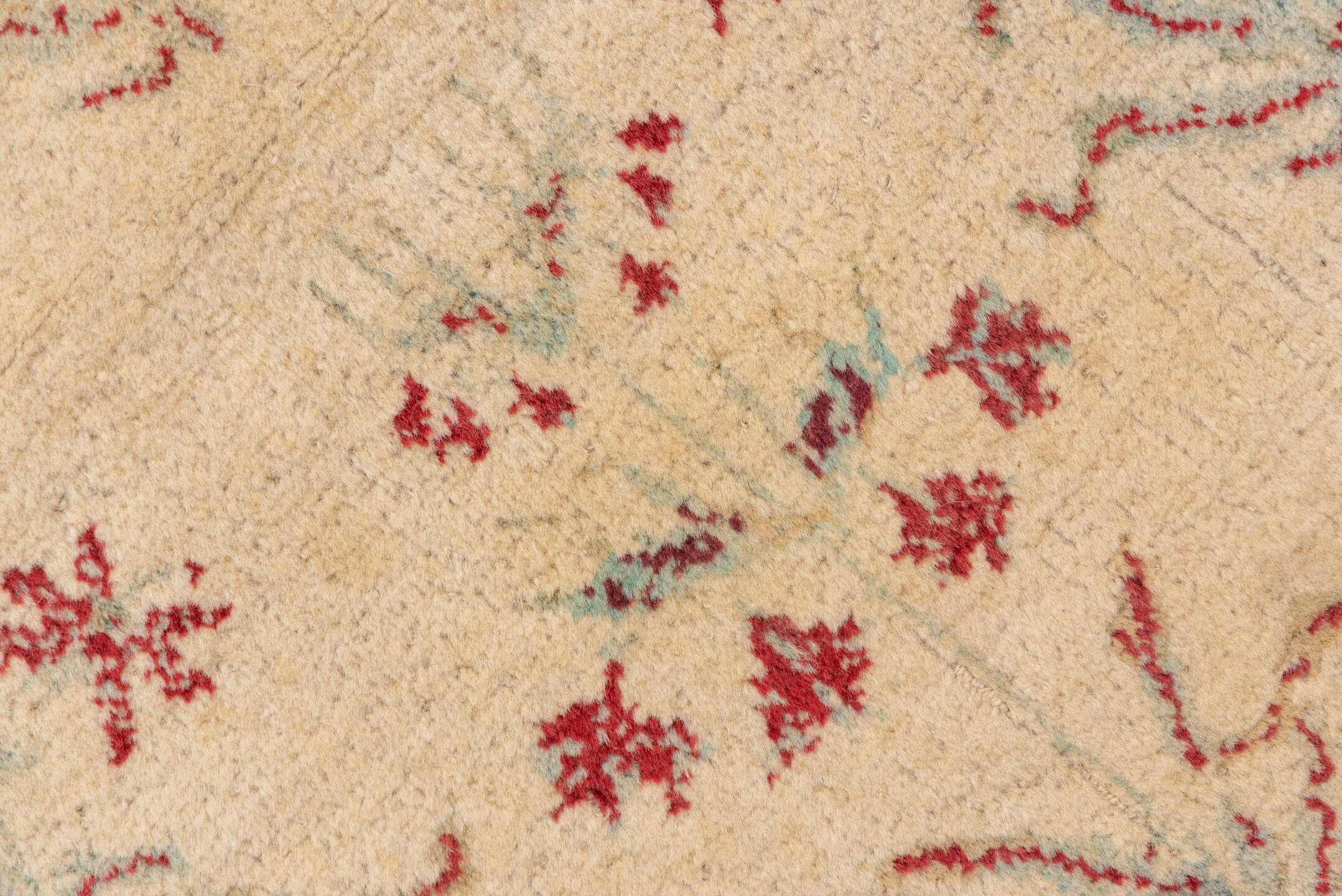 10' x 15' one-of-a-kind handmade vintage Agra rug. Color palette: ivory, coral, rose, sage, taupe, charcoal, terracotta