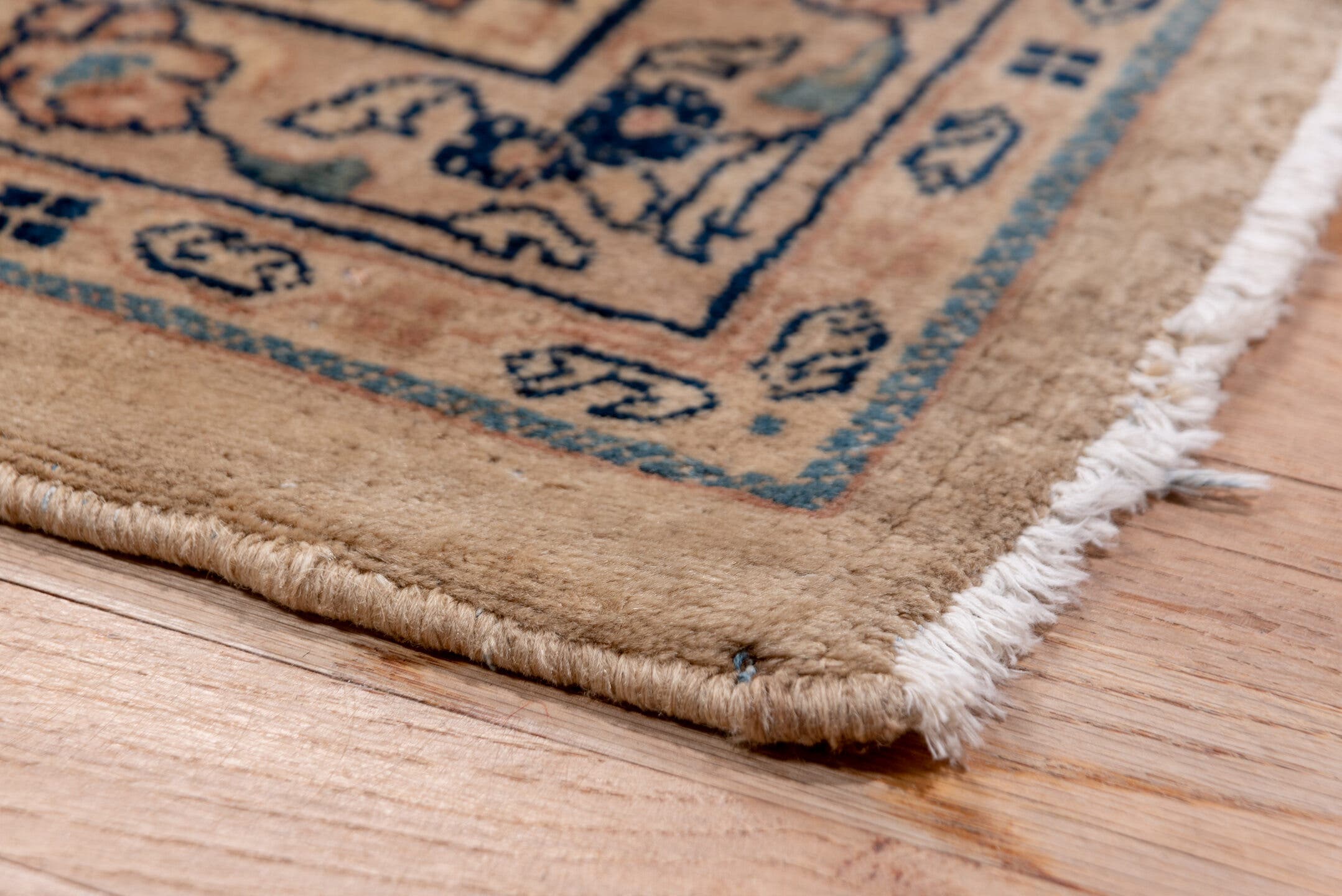 12' x 18' one-of-a-kind handmade antique Sarouk oversize rug. Color palette: beige, ivory, slate, taupe, rust, camel