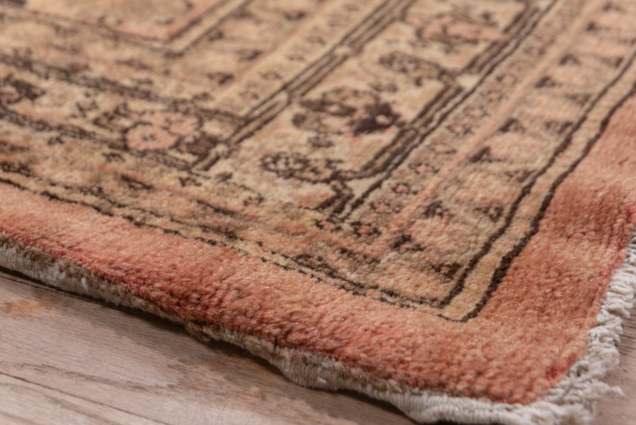 12' x 16' one-of-a-kind handmade vintage Tabriz oversize rug. Color palette: brown, orange, pink, redwood