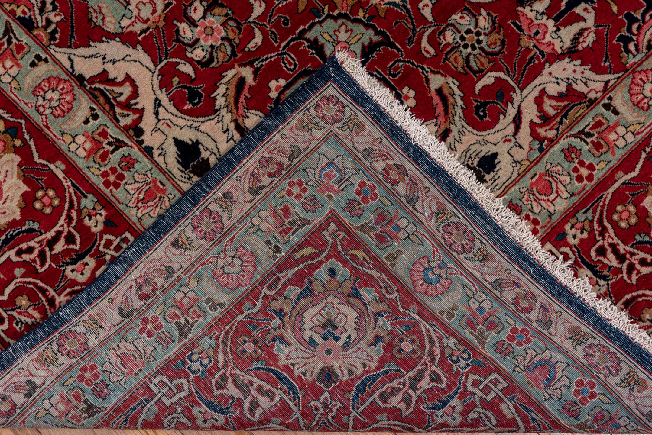 9' x 11' one-of-a-kind handmade vintage Kashan large size rug. Color palette: brown, dim gray, gray, light gray, off-white