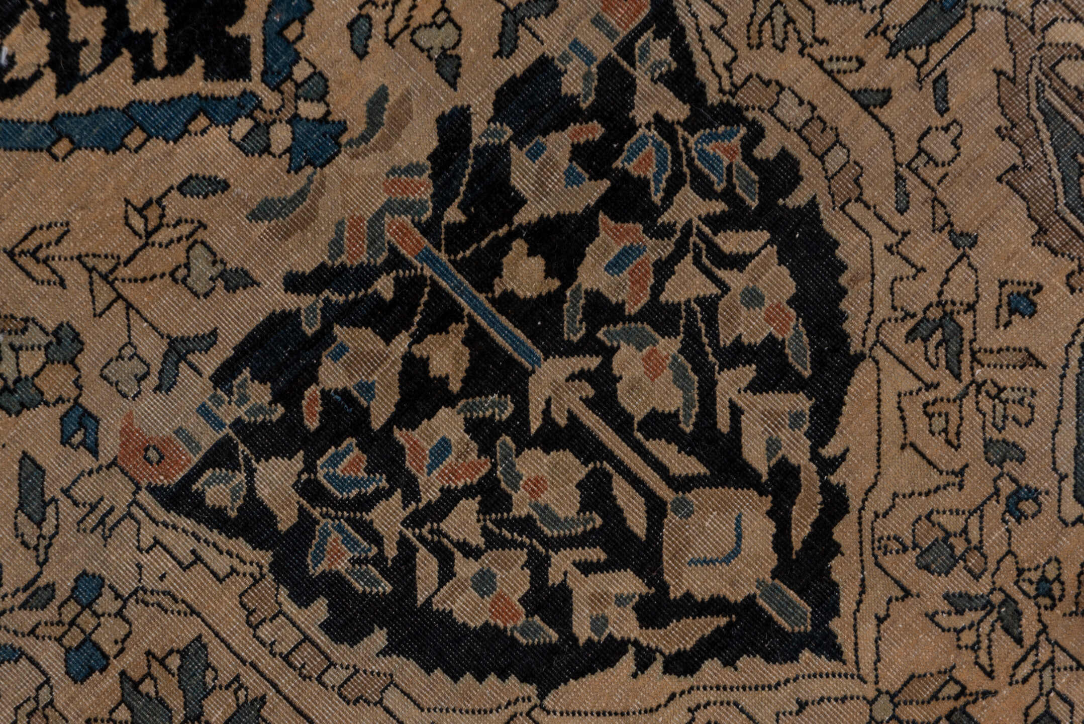 4' x 6' one-of-a-kind handmade vintage Far.Sarouk small size rug. Color palette: black, brown, charcoal, gray, light gray