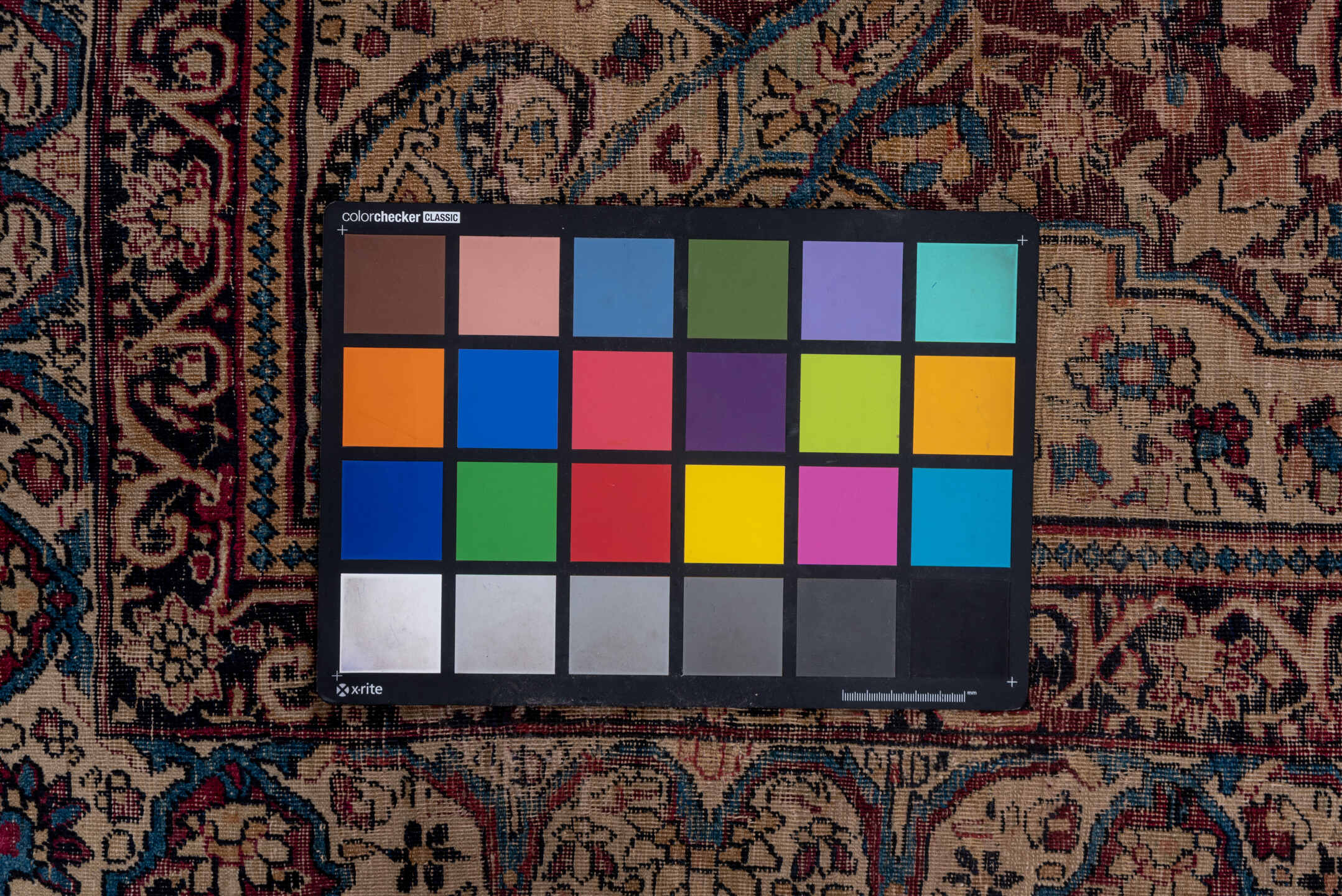 4' x 5' one-of-a-kind handmade vintage Lavar small size rug. Color palette: black, blue, brown, dark gray, gray, light gray