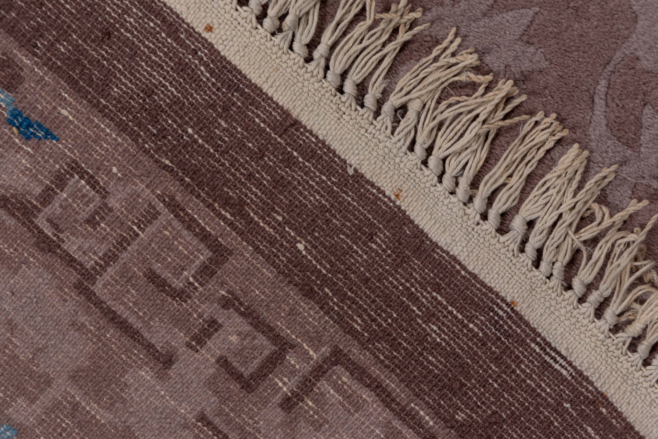 5' x 8' one-of-a-kind handmade antique Chinese medium size rug. Color palette: taupe, mauve, dusty rose, brown, sky blue