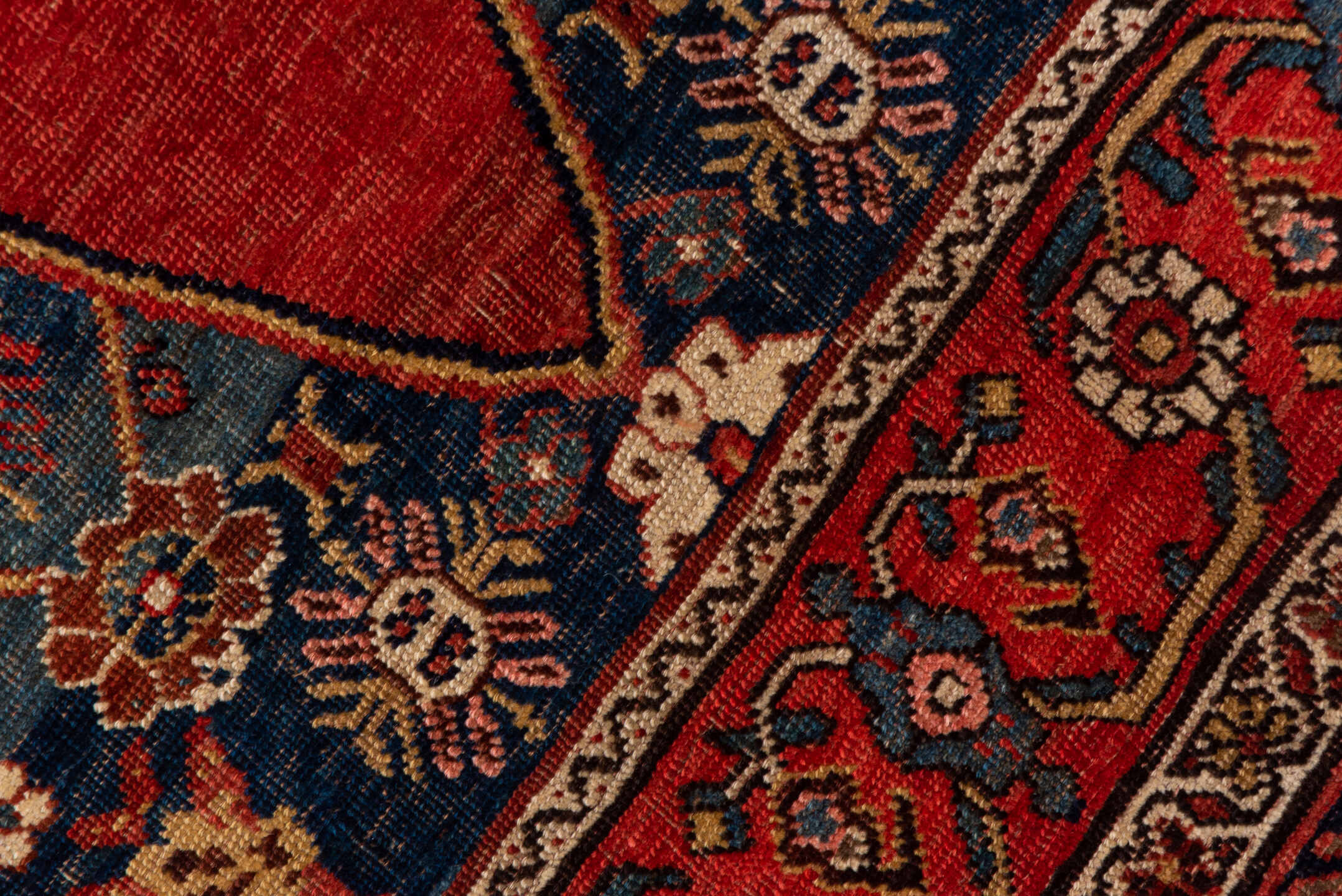 9' x 14' one-of-a-kind handmade antique Bidjar large size rug. Color palette: rust, navy, ivory, brick, slate, camel, rose