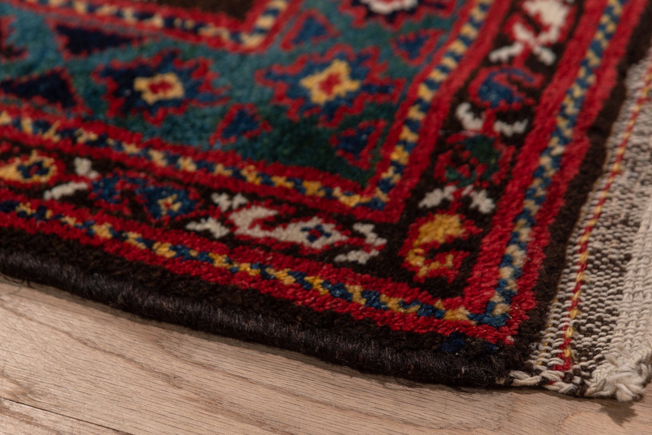 3' x 16' one-of-a-kind handmade antique Malayer runner rug. Color palette: indigo, rust, crimson, ivory, navy, terra cotta