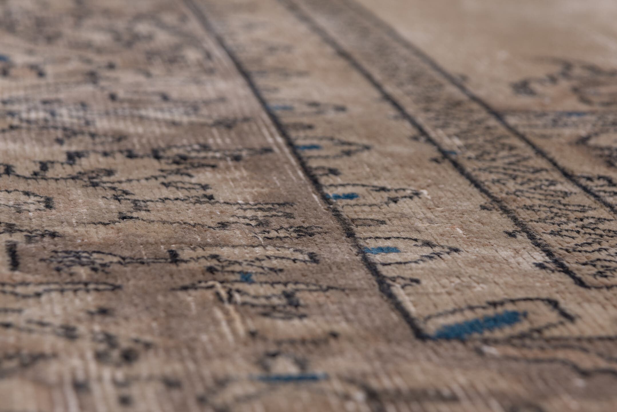 10' x 13' one-of-a-kind handmade antique Sparta large size rug. Color palette: camel, taupe, brown, slate, ivory, charcoal