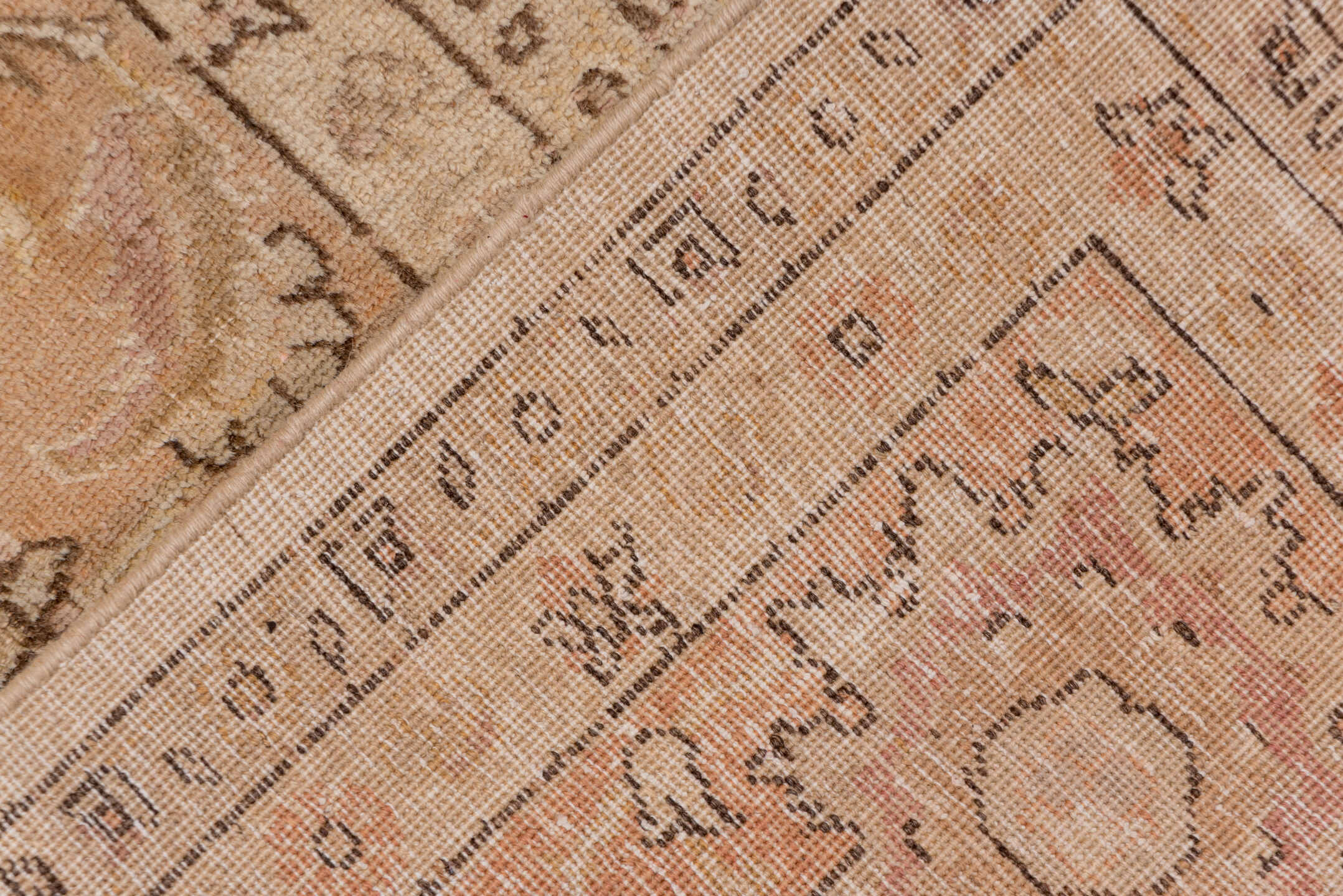 7' x 10' one-of-a-kind handmade antique Tabriz large size rug. Color palette: ivory, blush, taupe, camel, rose, beige, brown