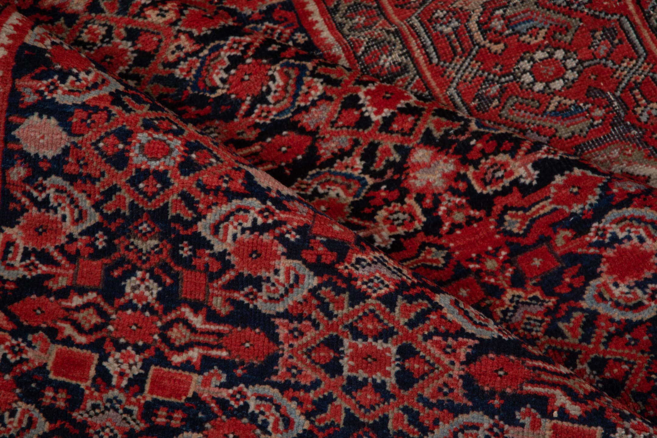 4' x 6' one-of-a-kind handmade antique Far.Sarouk small size rug. Color palette: navy, rust, crimson, ivory, rose, charcoal