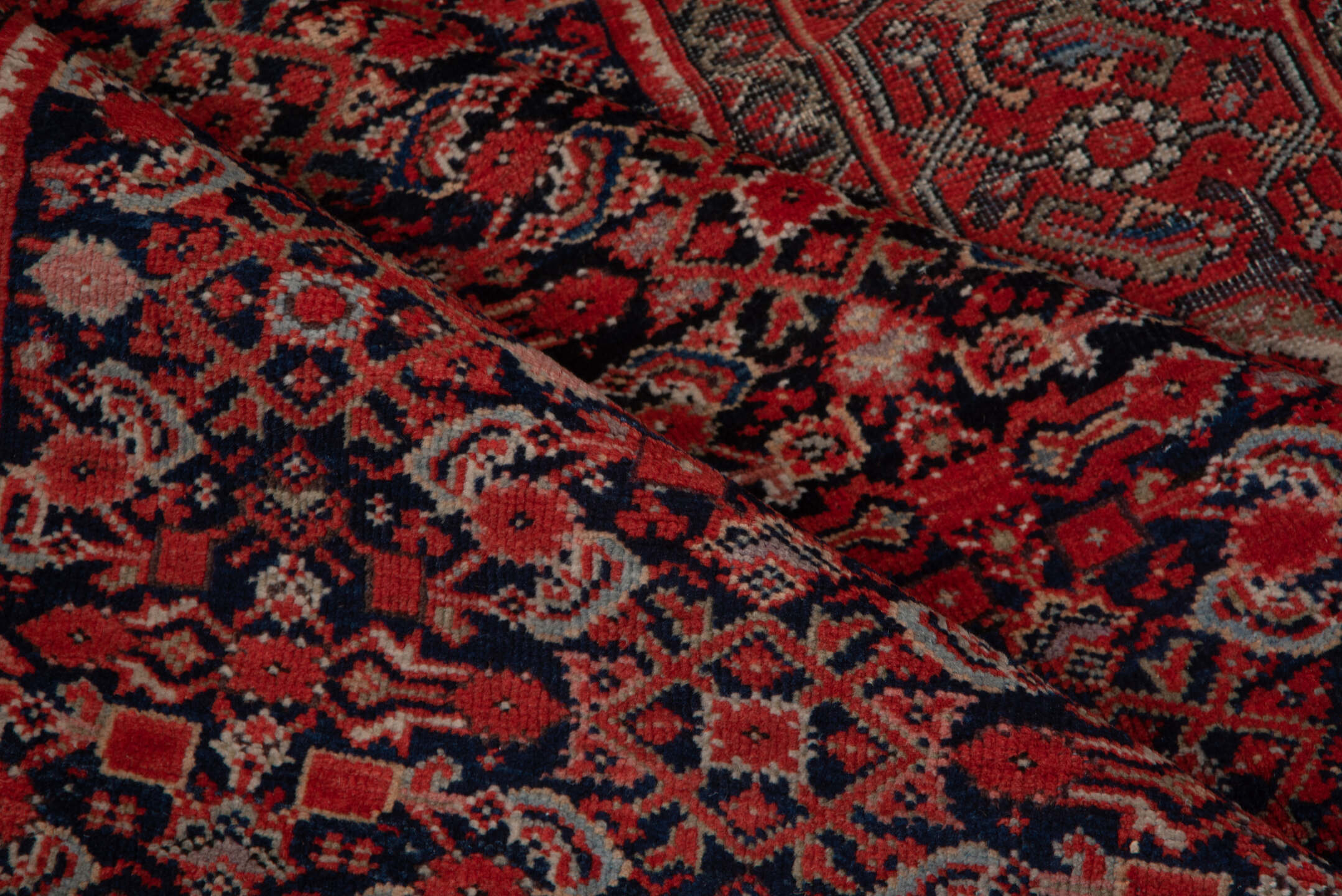 4' x 6' one-of-a-kind handmade antique Far.Sarouk small size rug. Color palette: navy, rust, crimson, ivory, rose, charcoal