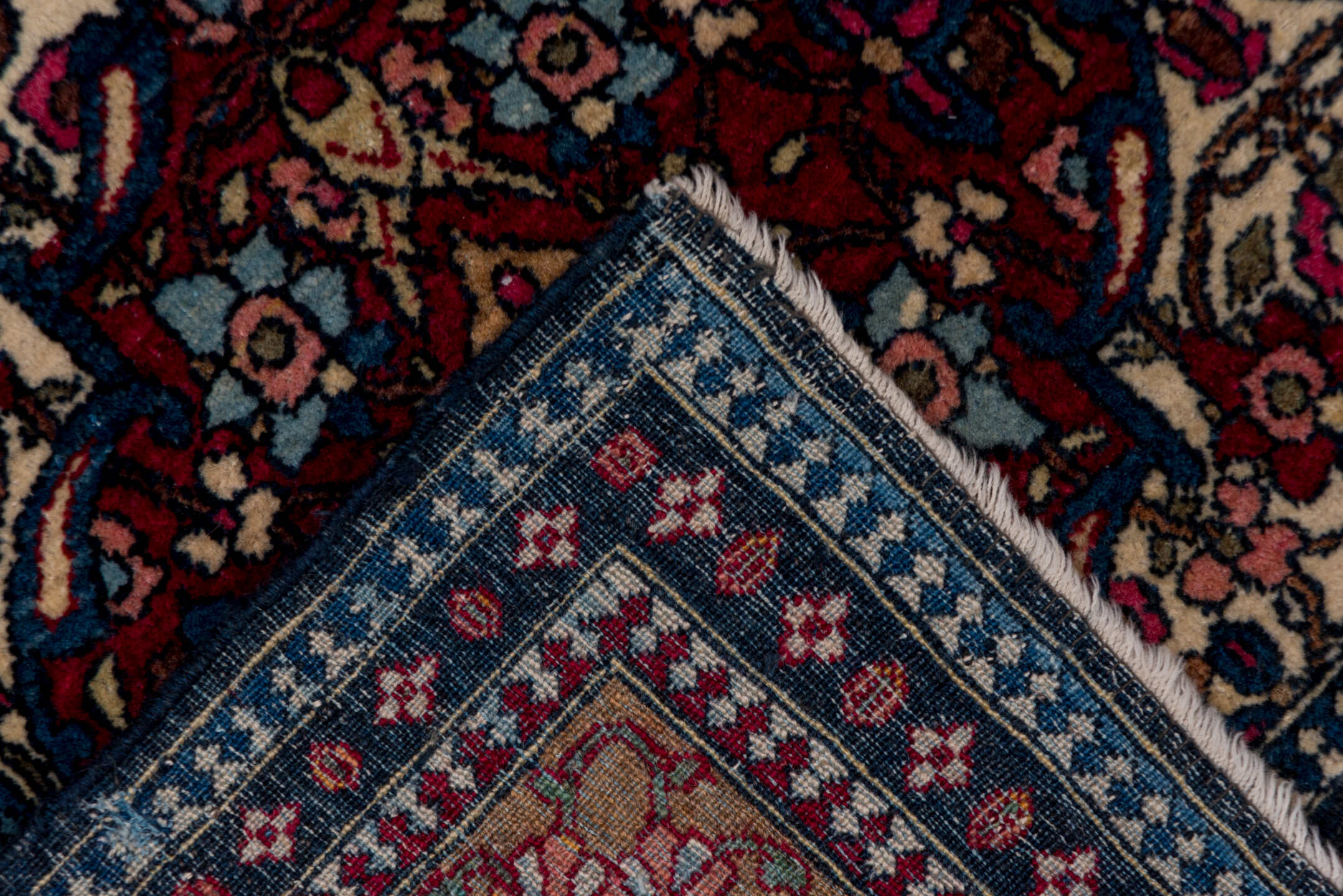 3' x 4' one-of-a-kind handmade vintage Isfahan small size rug. Color palette: black, blue, brown, charcoal, dim gray, gray