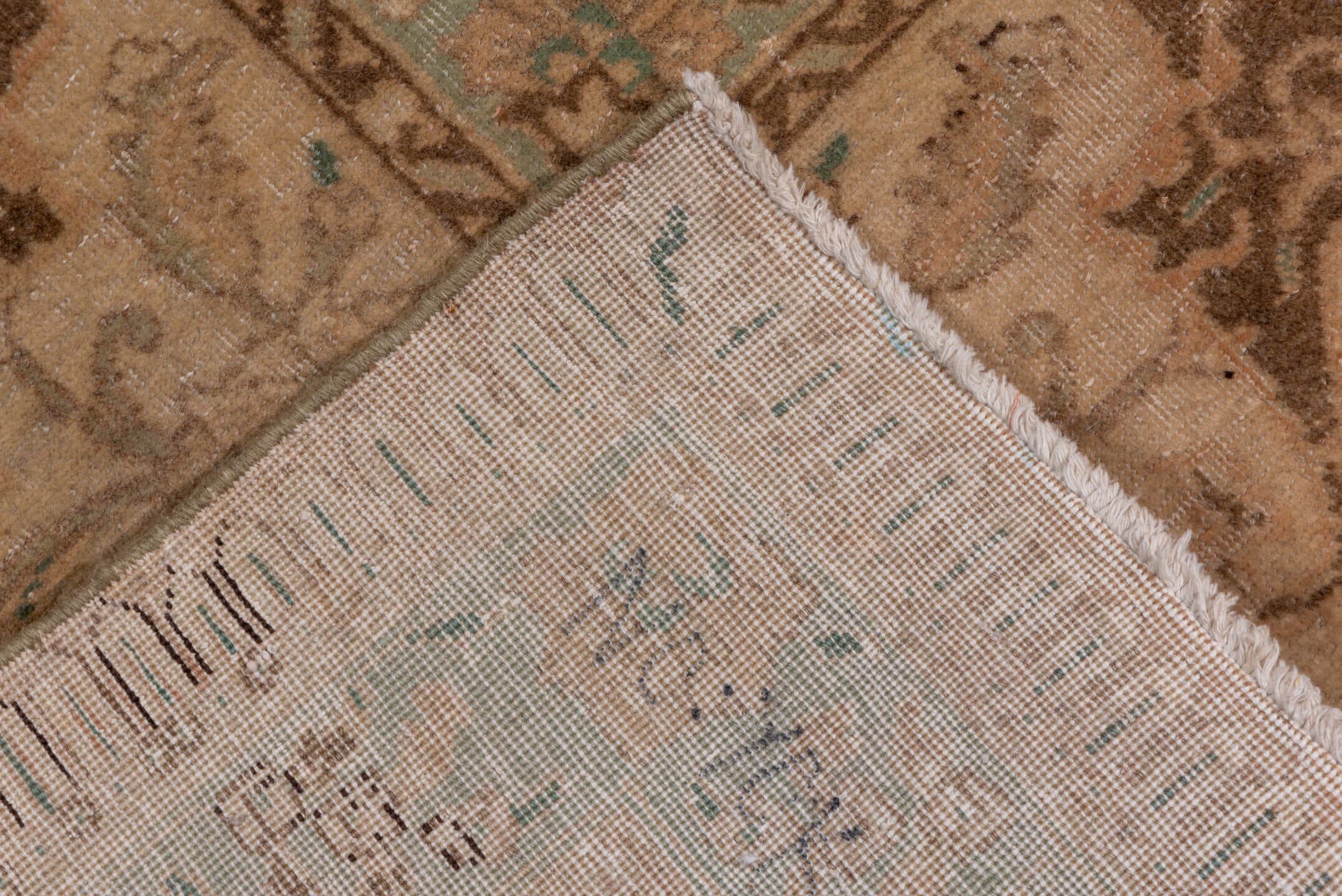 11' x 12' one-of-a-kind handmade antique Sivas oversize rug. Color palette: beige, ivory, taupe, camel, pale aqua, brown