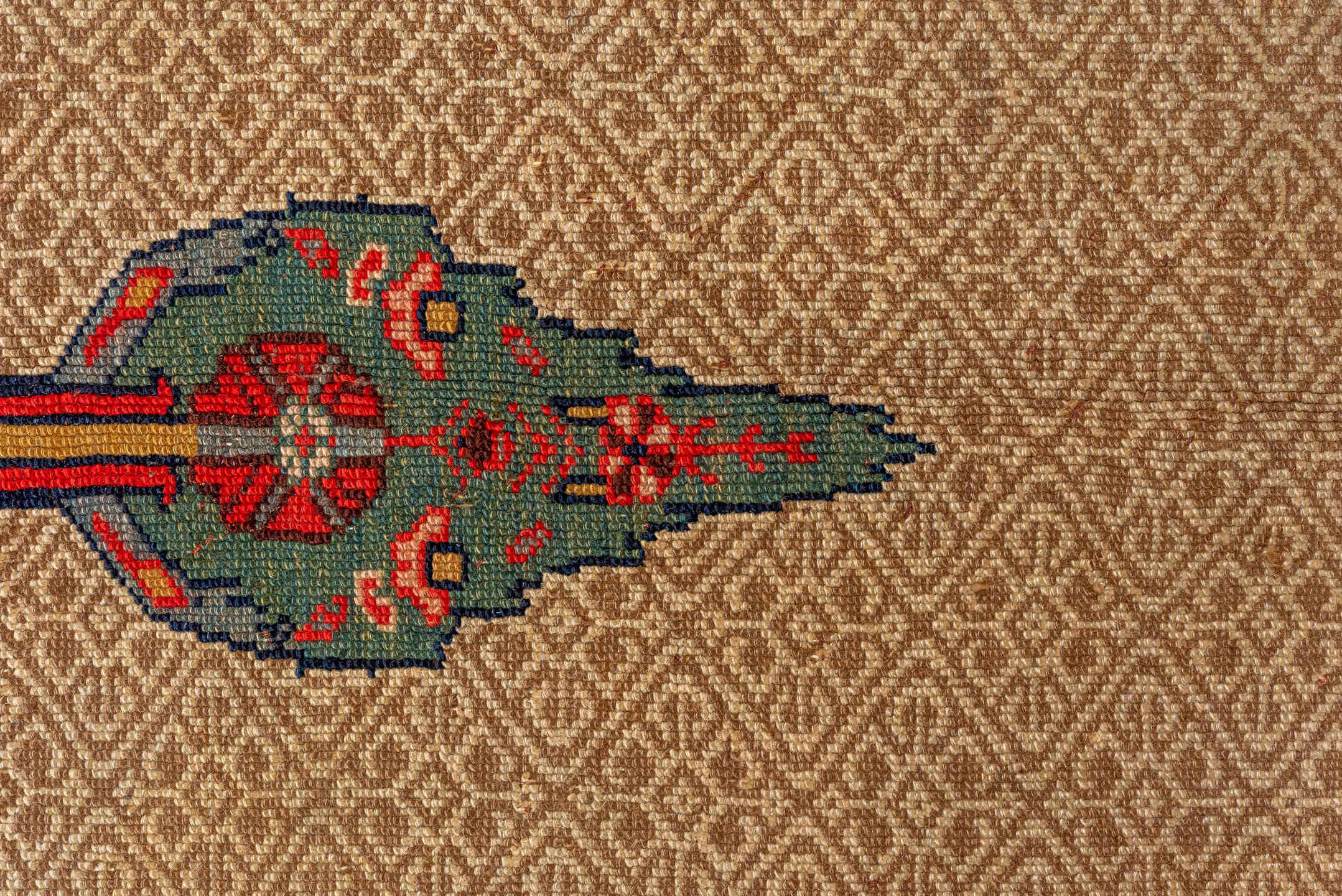 6' x 12' one-of-a-kind handmade antique Cam Hamadan large size rug. Color palette: camel, navy, rust, crimson, ivory, sage