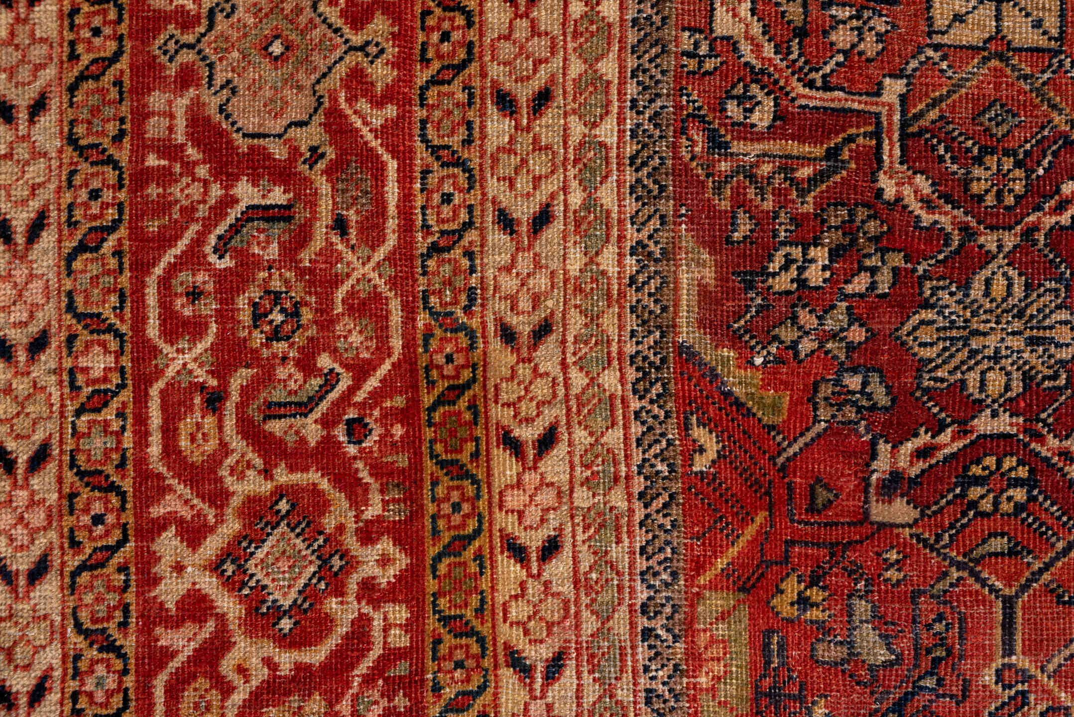 13' x 20' one-of-a-kind handmade vintage Sultanabad oversize rug. Color palette: rust, brick, burgundy, taupe, ivory