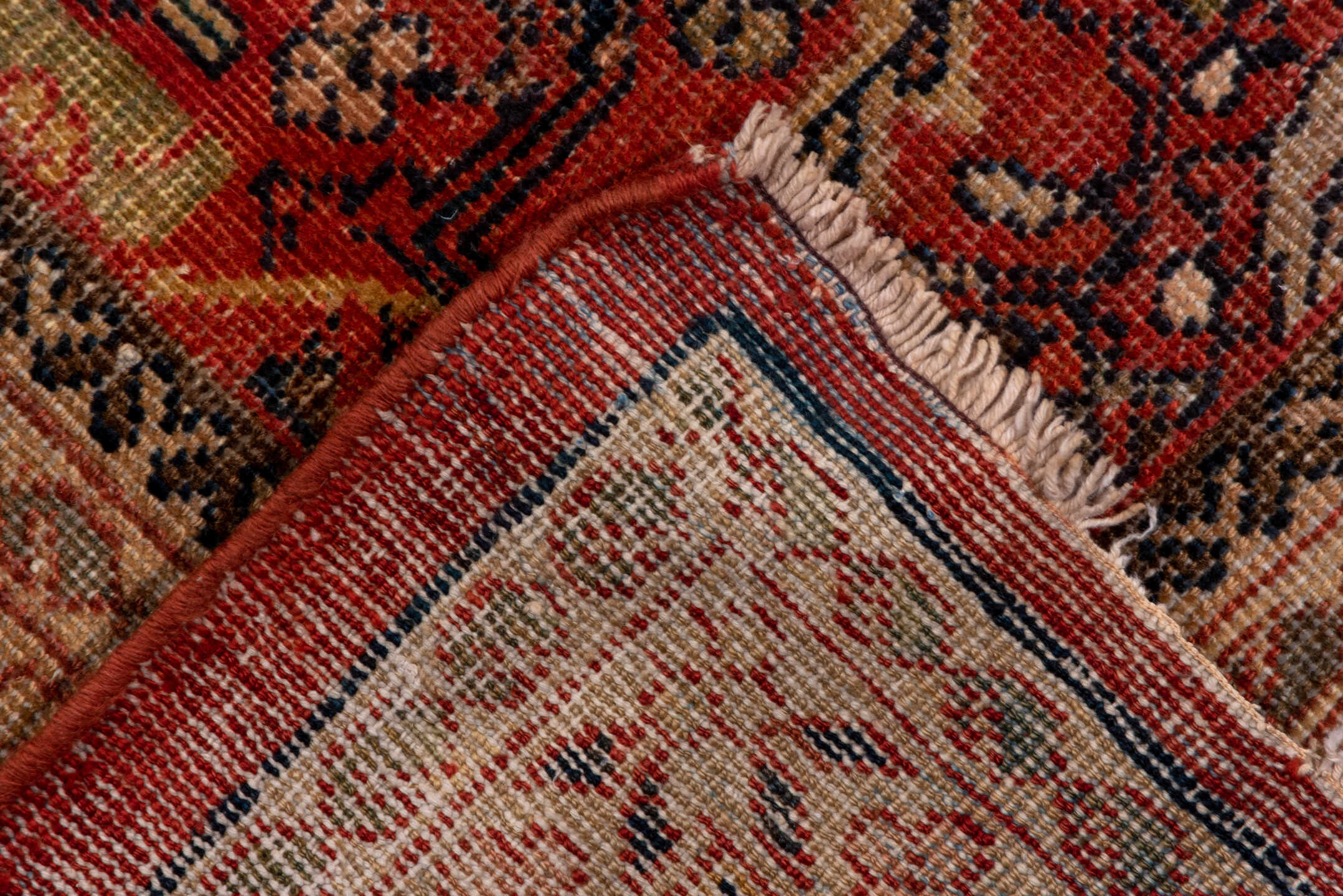 13' x 20' one-of-a-kind handmade vintage Sultanabad oversize rug. Color palette: rust, brick, burgundy, taupe, ivory