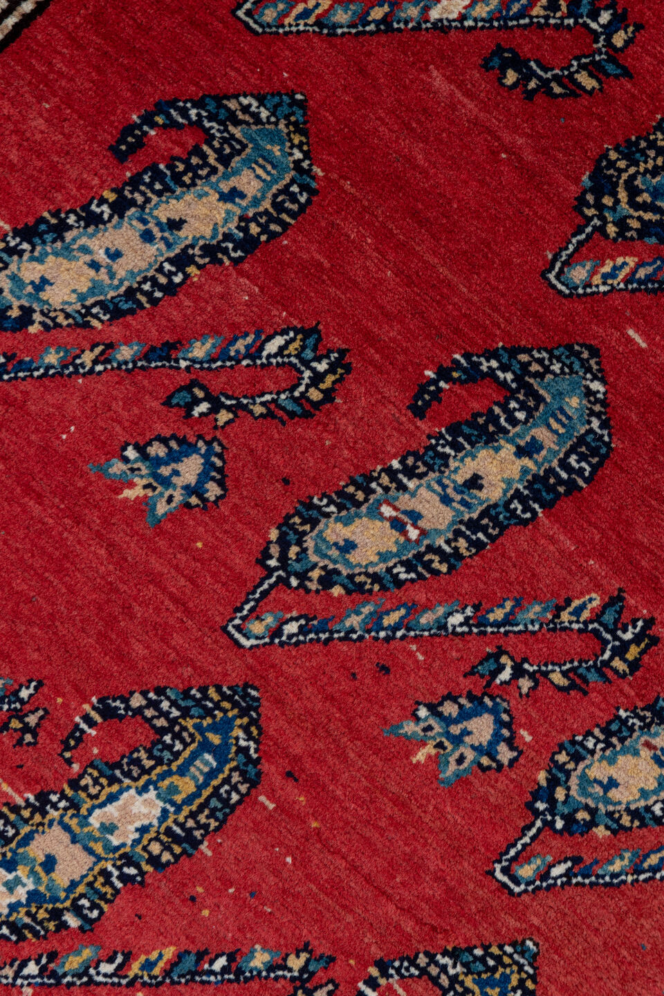 3' x 14' one-of-a-kind handmade vintage Malayer runner rug. Color palette: blue, brown, gray, pink, red