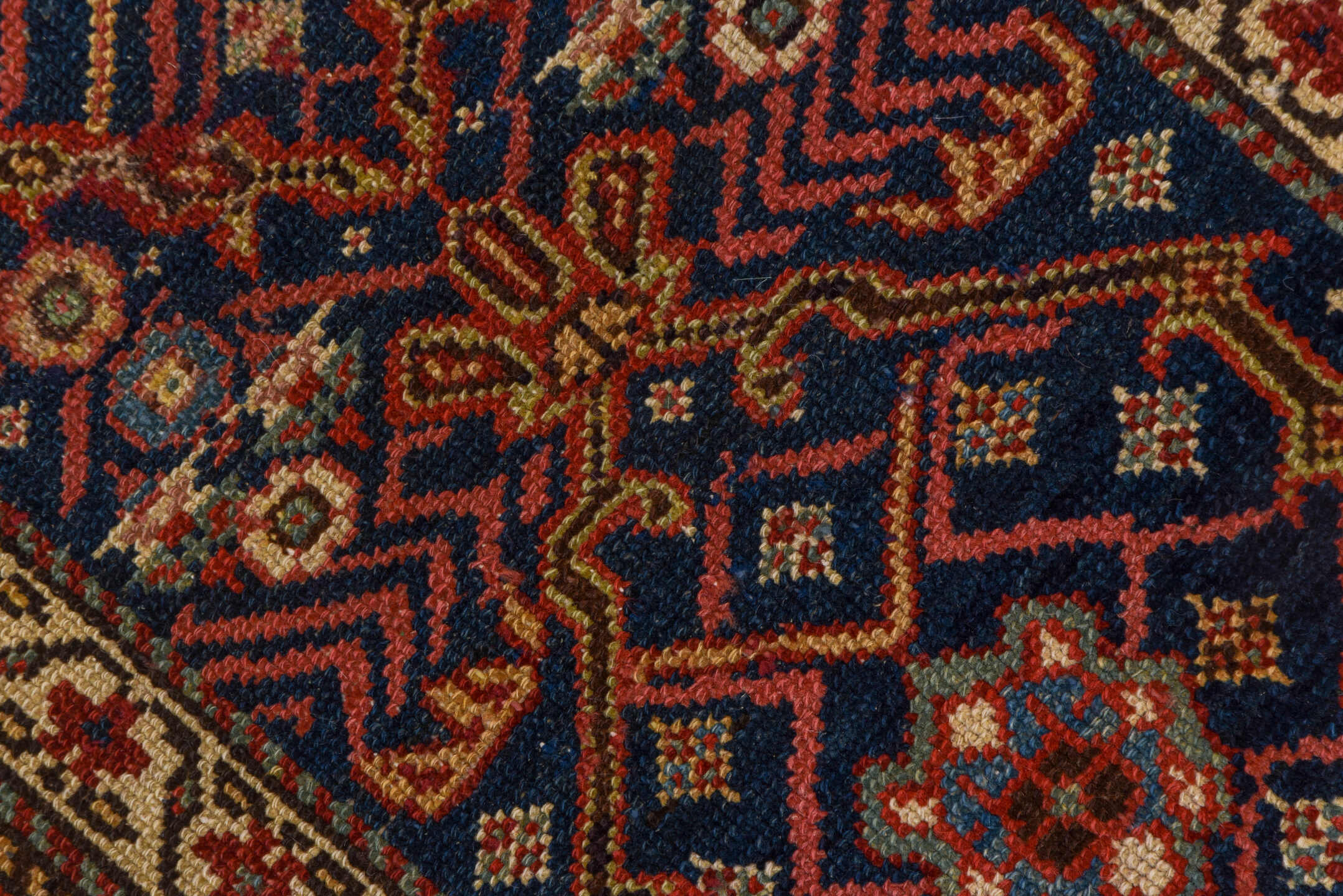 2' x 14' one-of-a-kind handmade antique Malayer runner rug. Color palette: navy, rust, ivory, brick, sky_blue, rose, camel