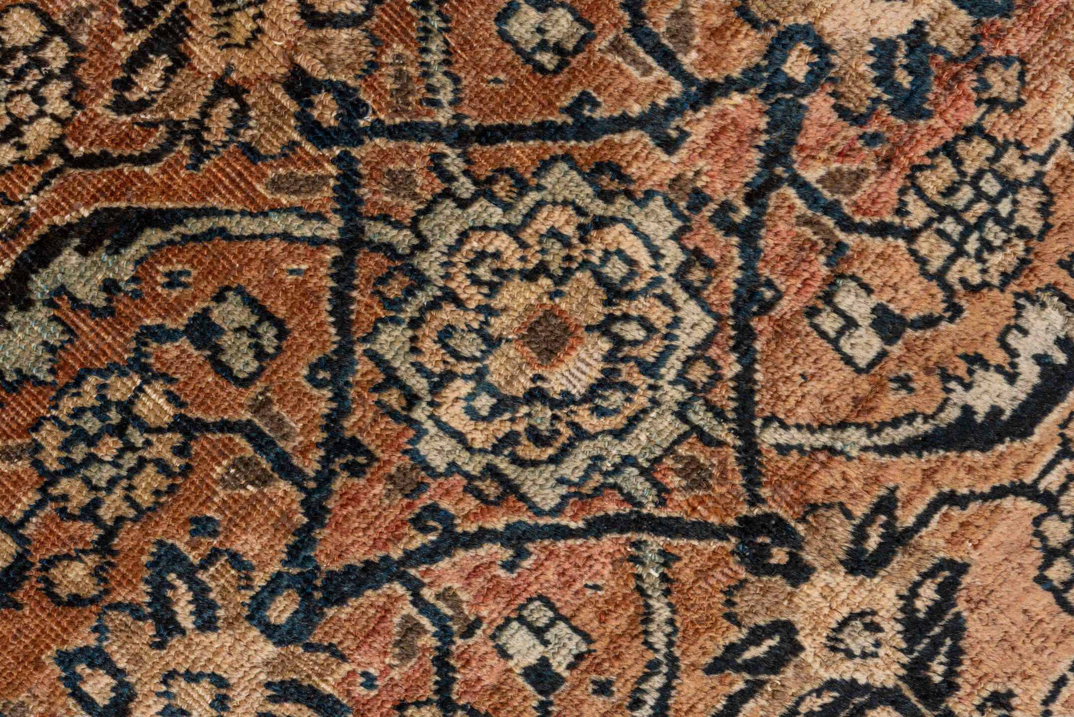 4' x 6' one-of-a-kind handmade antique Tabriz small size rug. Color palette: camel, ivory, navy, taupe, slate, rose, brown