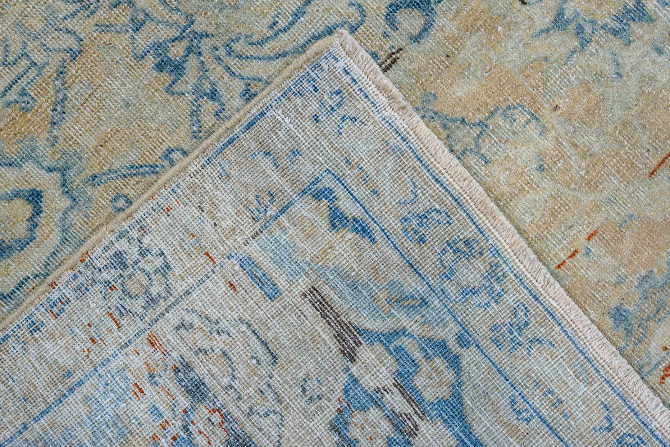 4' x 6' one-of-a-kind handmade antique Tabriz small size rug. Color palette: ivory, sky blue, beige, taupe, slate, camel