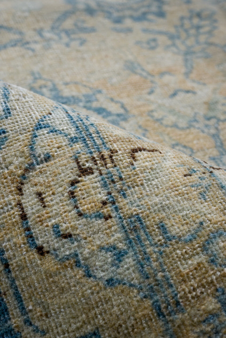 4' x 6' one-of-a-kind handmade antique Tabriz small size rug. Color palette: ivory, sky blue, beige, taupe, slate, camel