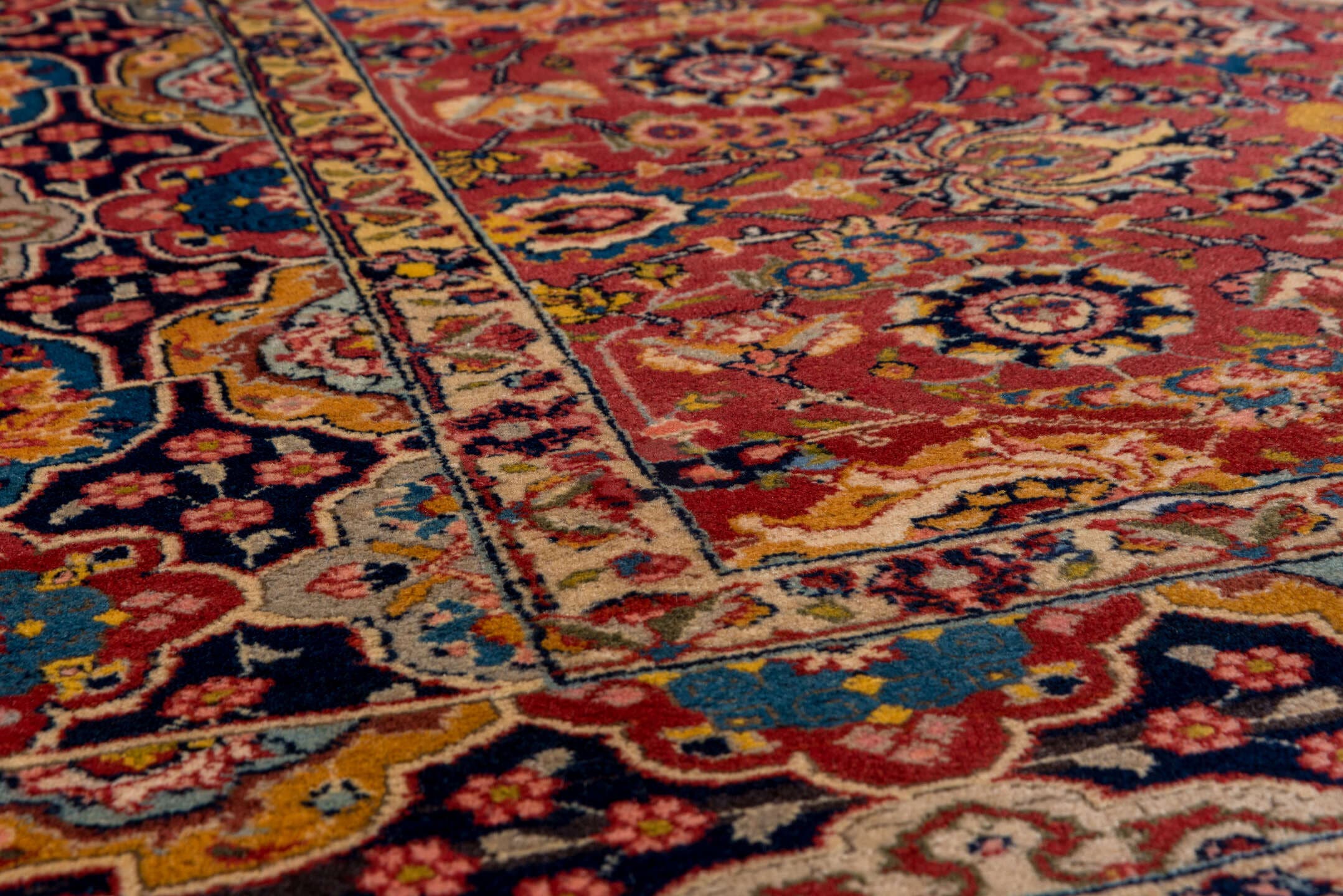 4' x 6' one-of-a-kind handmade antique Tabriz small size rug. Color palette: ivory, sky blue, beige, taupe, slate, camel