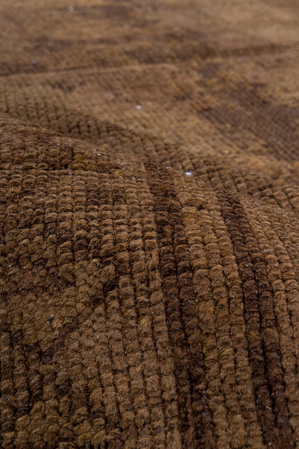 3' x 9' one-of-a-kind handmade antique Overdyed runner rug. Color palette: brown, camel, taupe, mahogany, beige, gray, red
