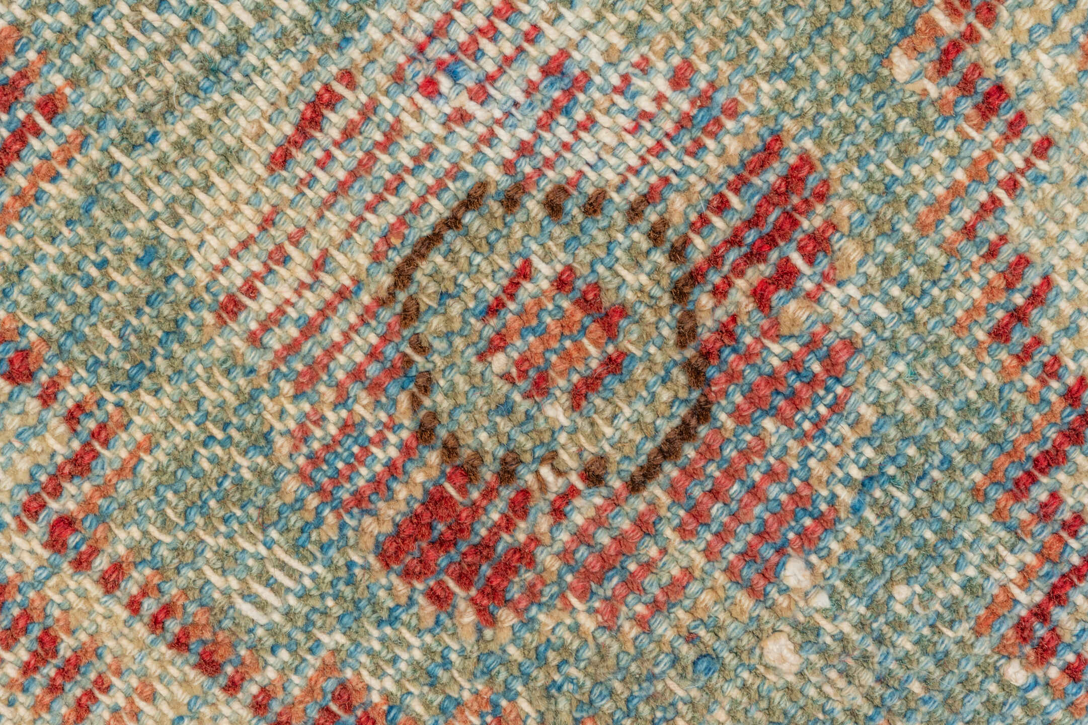 5' x 7' one-of-a-kind handmade antique Mahal rug. Color palette: red, ivory, beige, light blue, rust, taupe, brown
