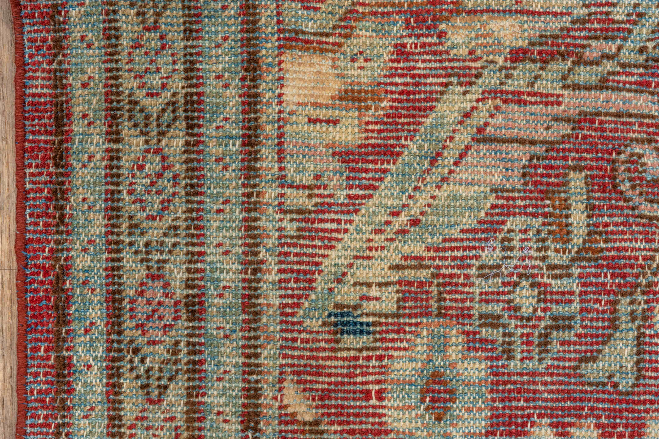 5' x 7' one-of-a-kind handmade antique Mahal rug. Color palette: red, ivory, beige, light blue, rust, taupe, brown