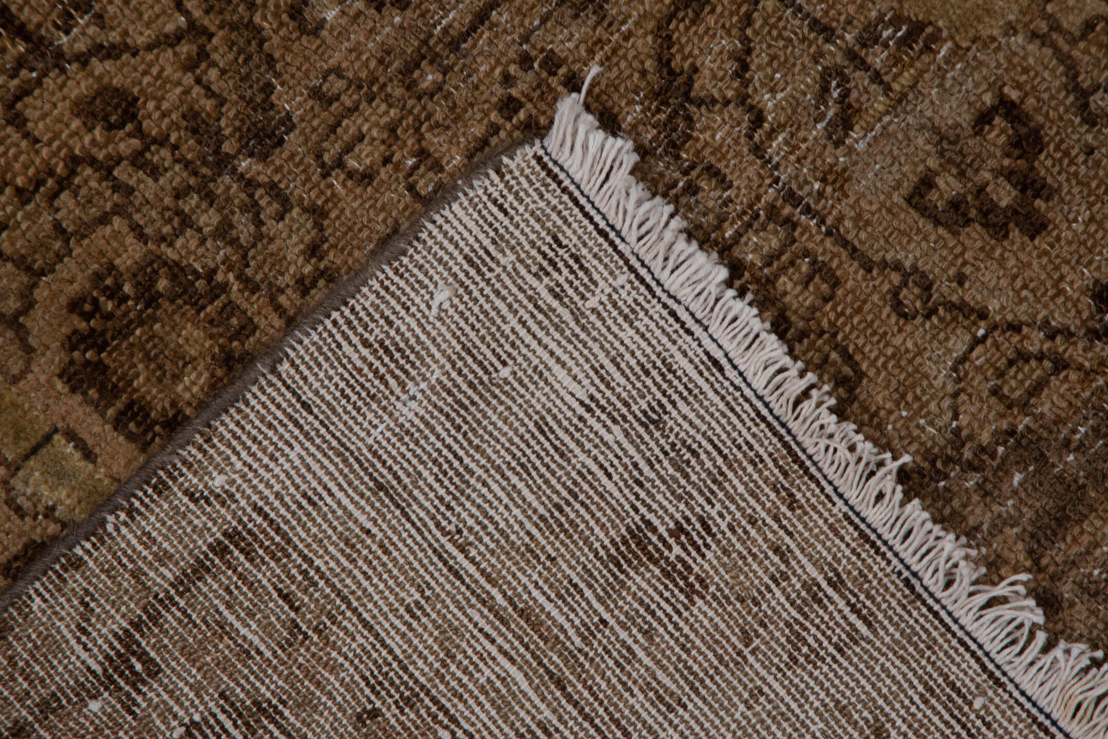 3' x 7' one-of-a-kind handmade antique Hamadan runner rug. Color palette: taupe, camel, brown, beige, ivory, ochre, gray