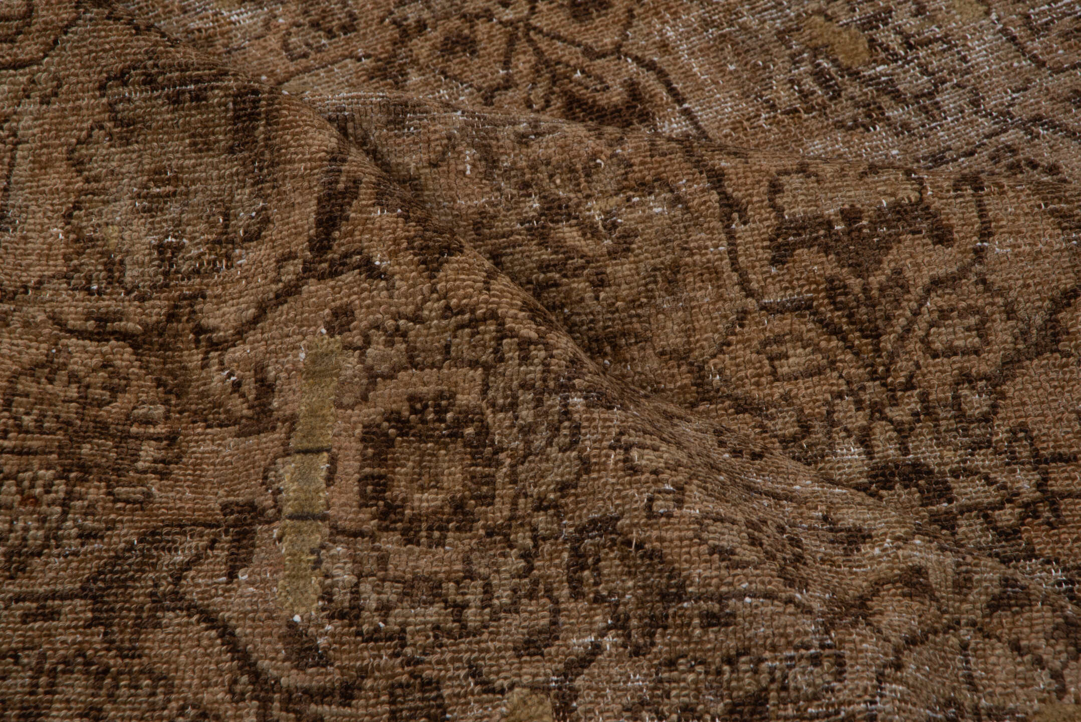 3' x 7' one-of-a-kind handmade antique Hamadan runner rug. Color palette: taupe, camel, brown, beige, ivory, ochre, gray