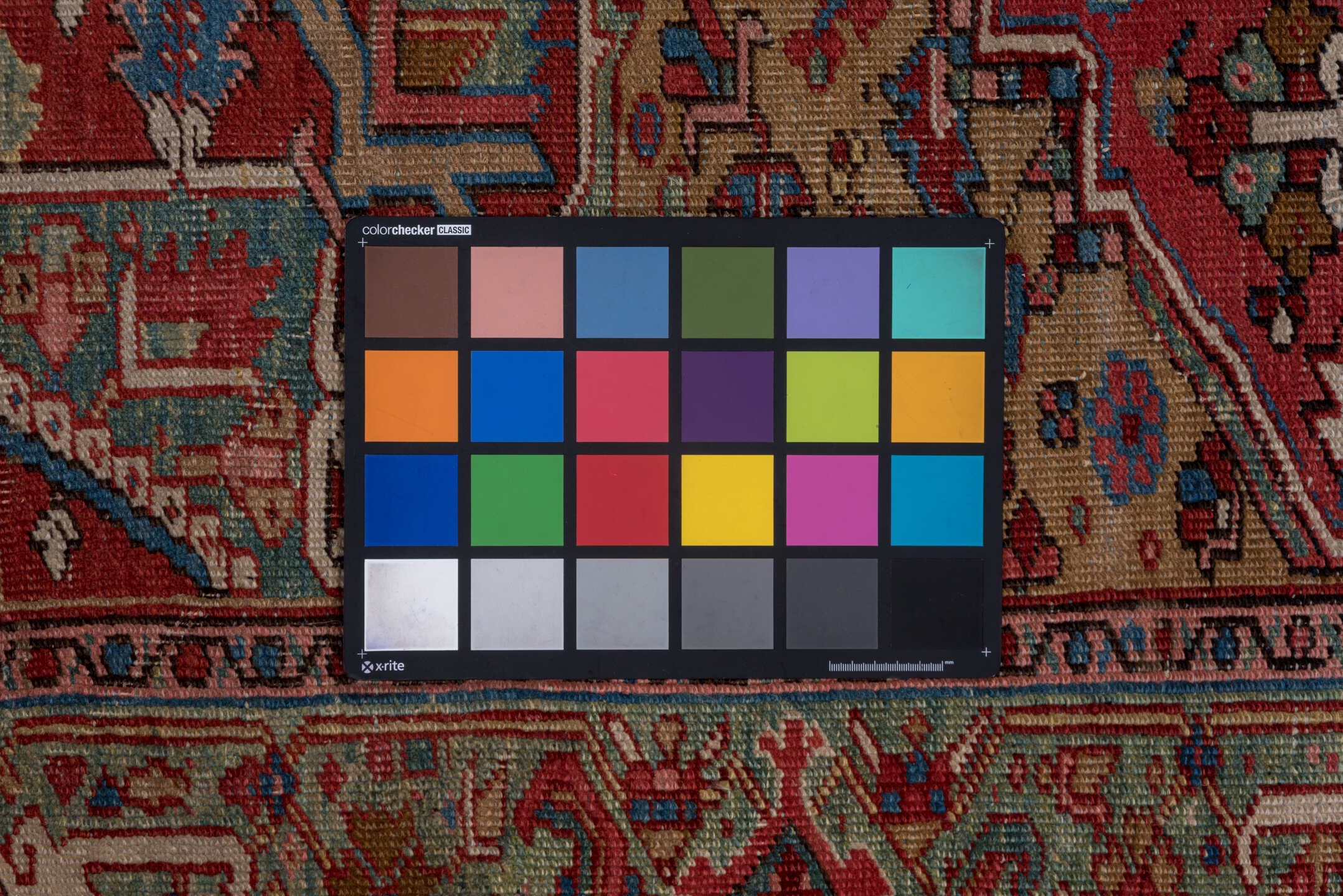 6' x 8' one-of-a-kind handmade antique Heriz medium size rug. Color palette: rust, sage, ivory, navy, rose, taupe, slate