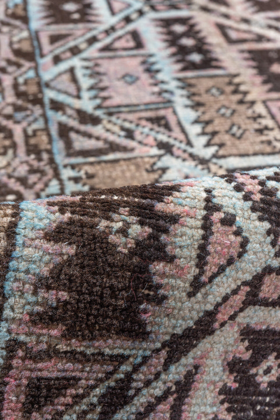 1' x 4' one-of-a-kind handmade antique Hamadan small size rug. Color palette: brown, ivory, taupe, rose, charcoal, slate