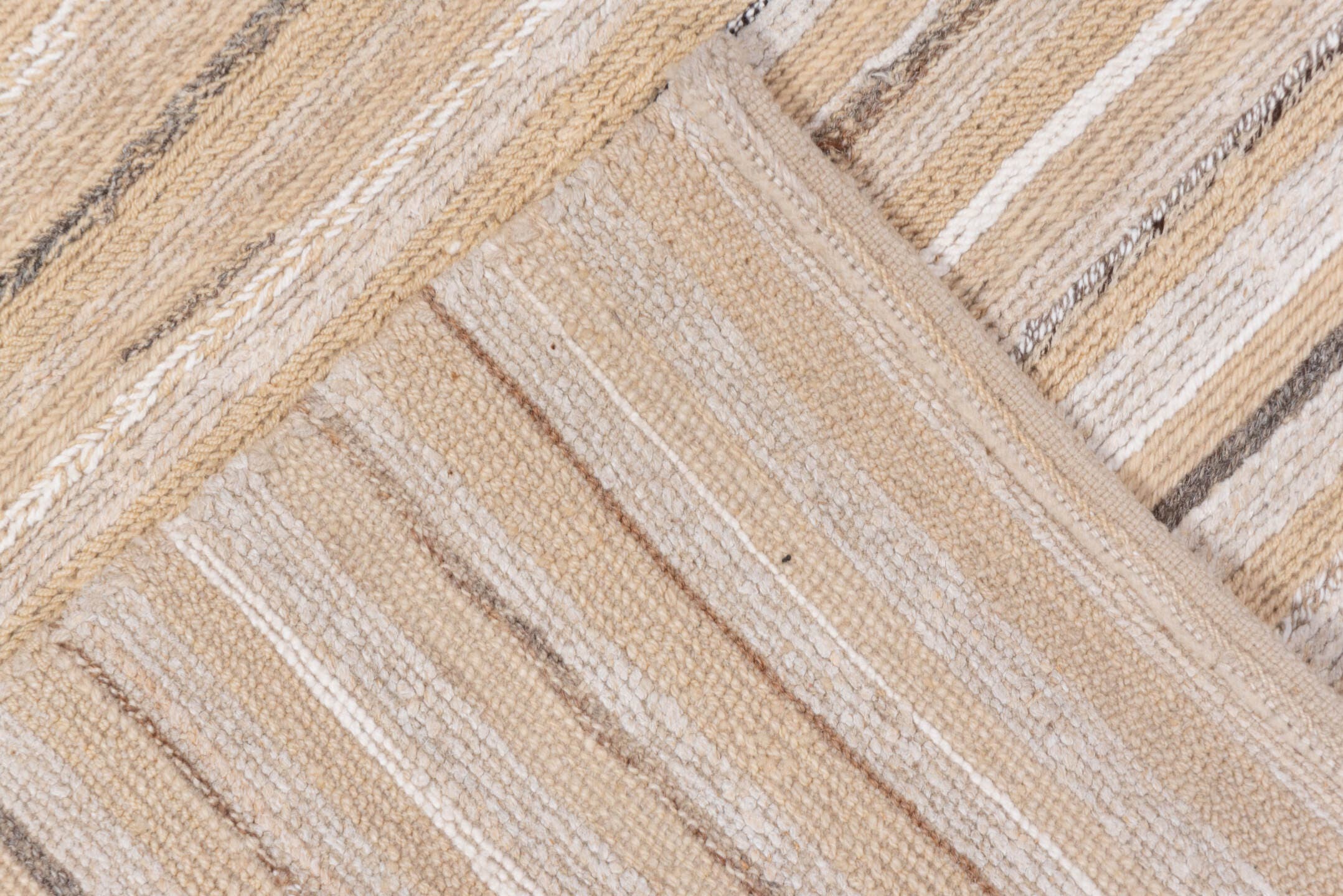 9' x 11' one-of-a-kind handmade vintage Oushak large size rug. Color palette: beige, ivory, taupe, camel, gray