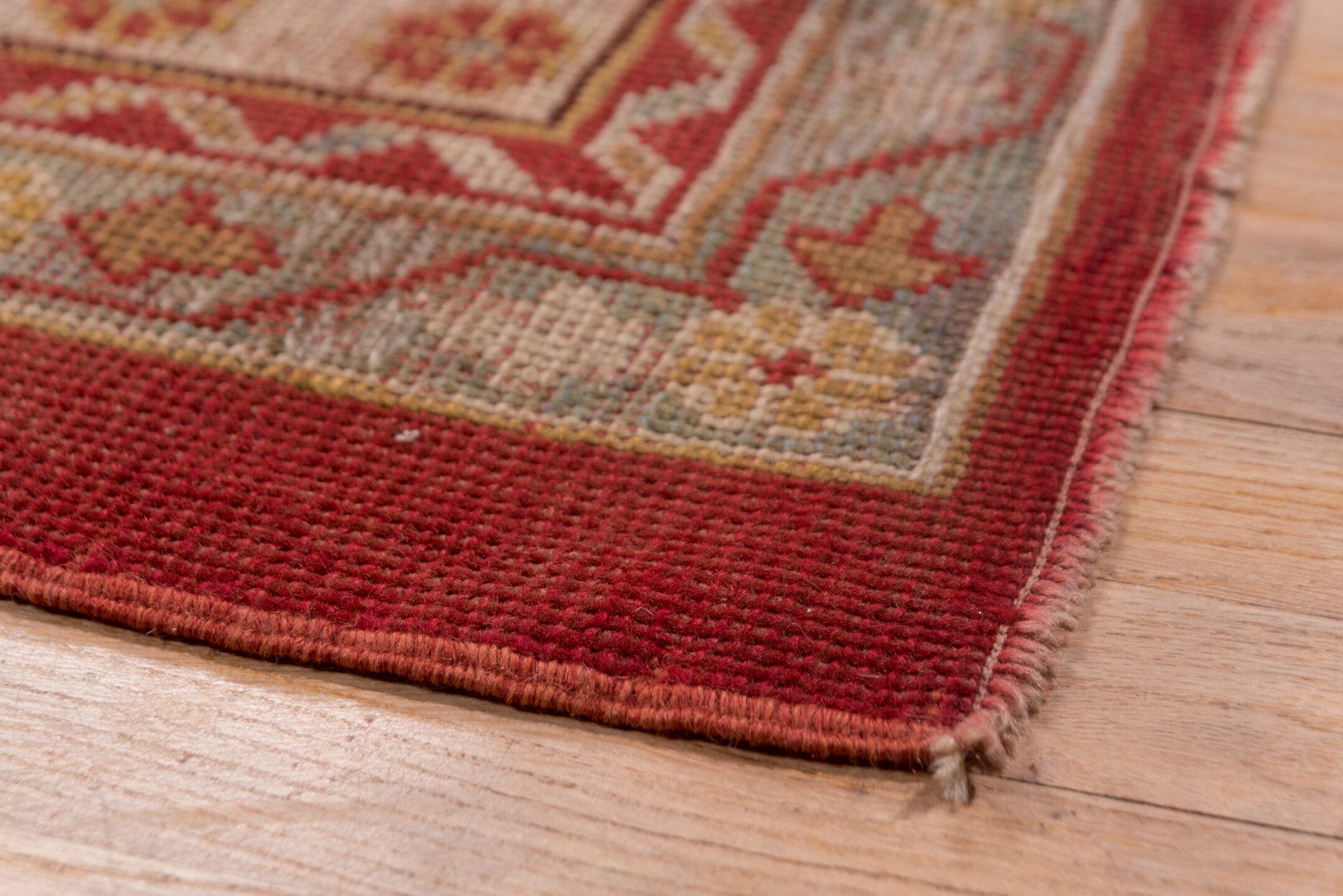 11' x 13' one-of-a-kind handmade antique Oushak oversize rug. Color palette: terra cotta, ivory, sage, gold, rust, blush