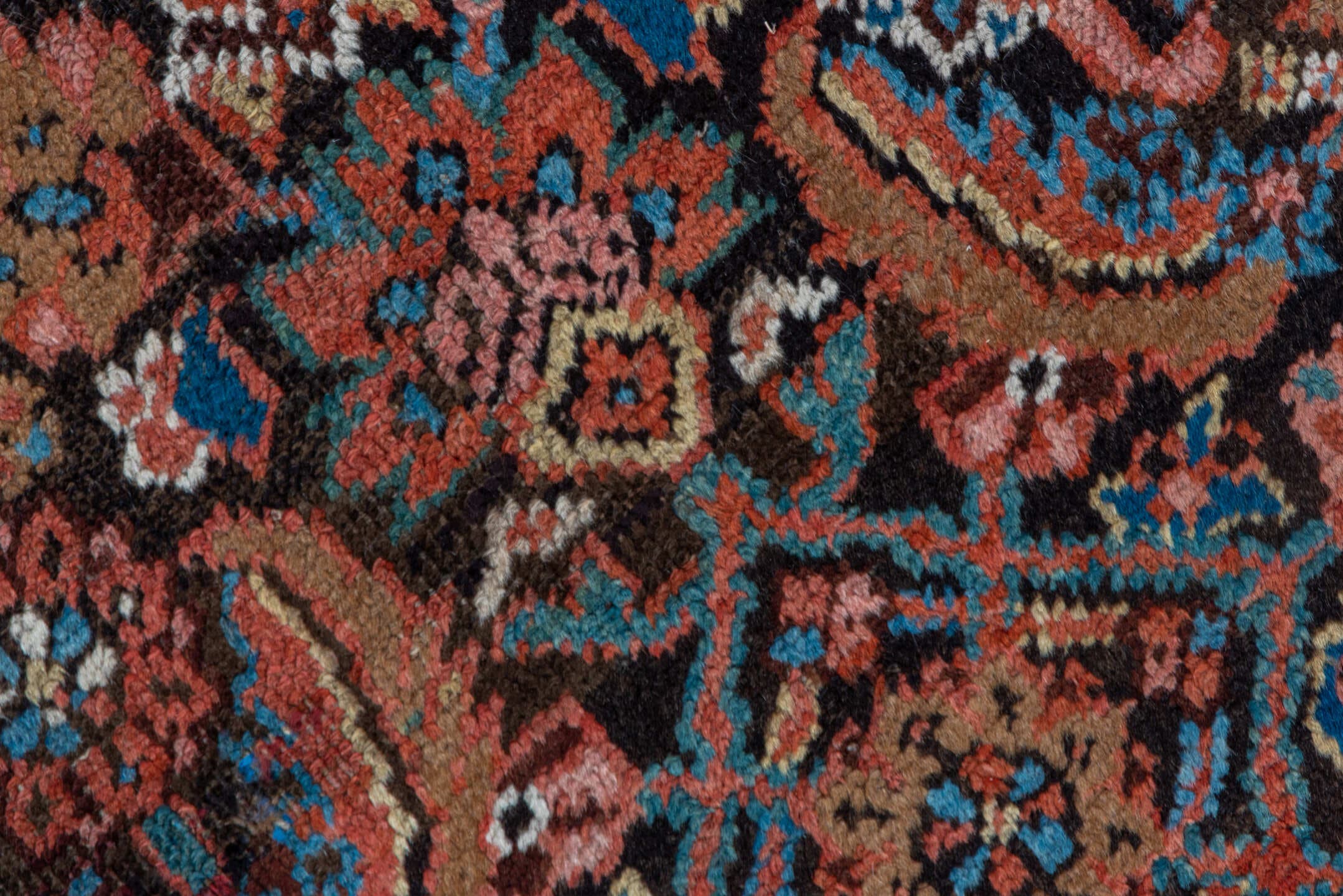 3' x 13' one-of-a-kind handmade vintage Bakhshayesh runner rug. Color palette: navy, sky blue, rust, coral, ivory, rose