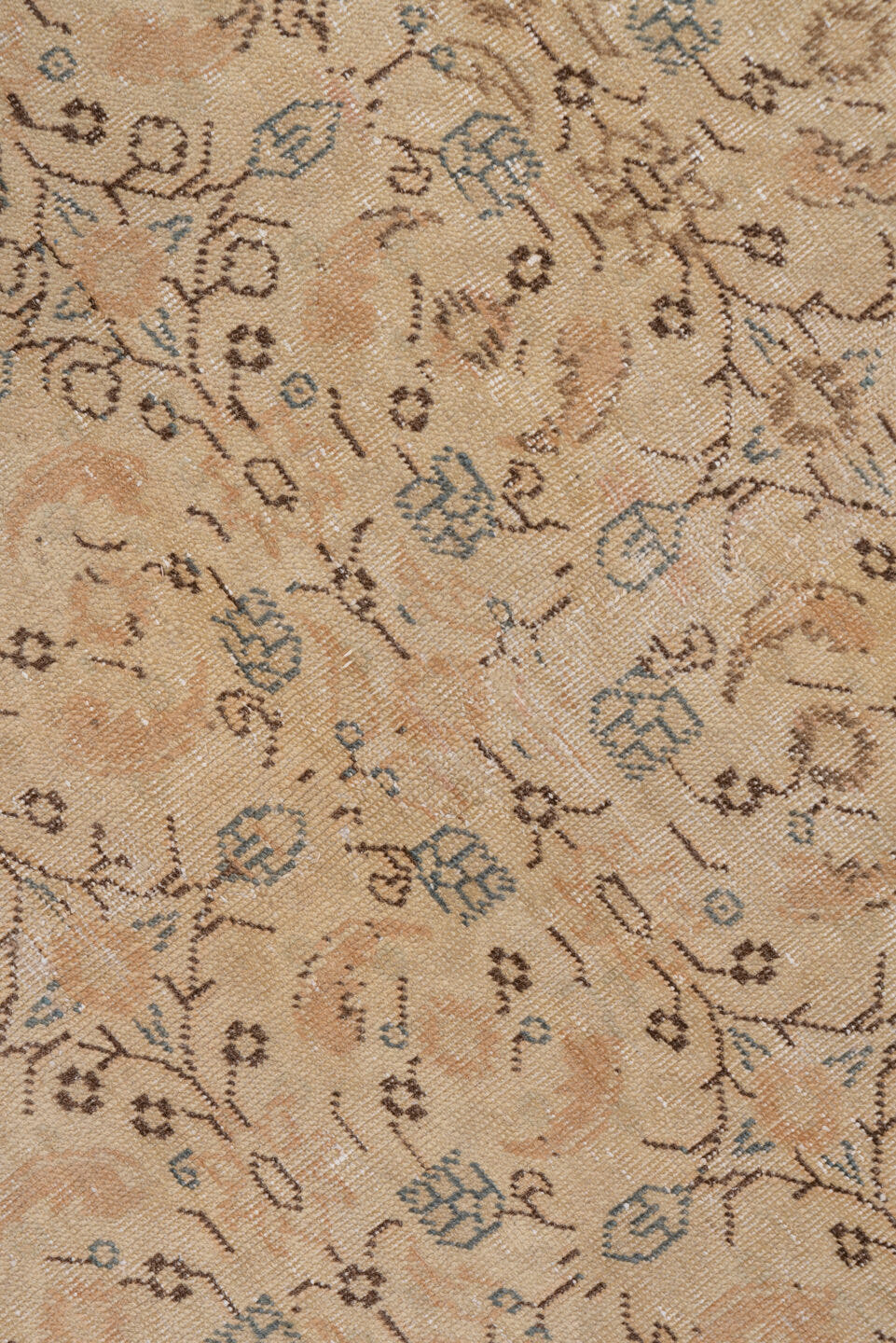 6' x 9' one-of-a-kind handmade vintage Kaisary medium size rug. Color palette: beige, taupe, camel, ivory, slate, brown