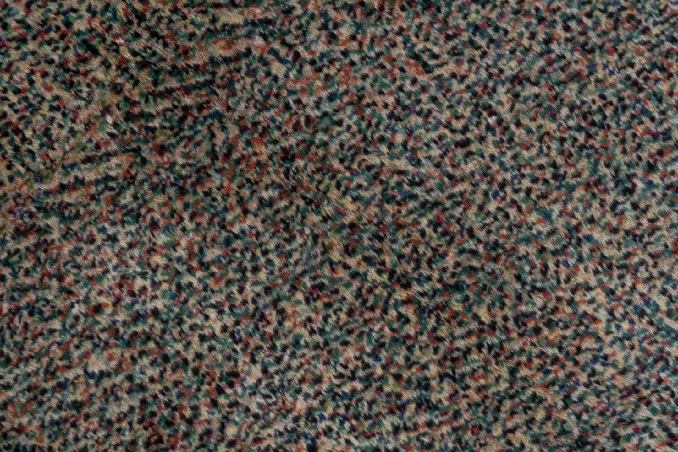 6' x 9' one-of-a-kind handmade vintage Oushak medium size rug. Color palette: taupe, teal, charcoal, ivory, brown, beige