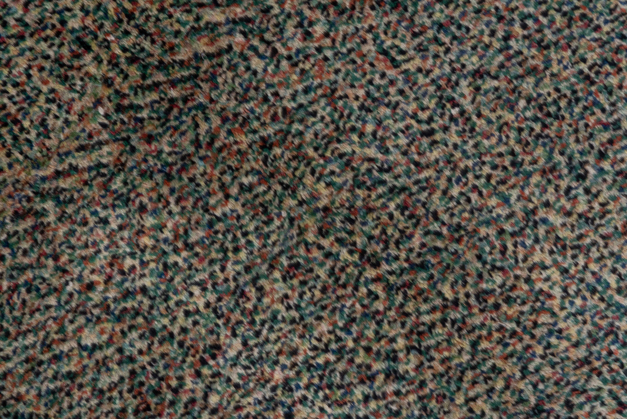 6' x 9' one-of-a-kind handmade vintage Oushak medium size rug. Color palette: taupe, teal, charcoal, ivory, brown, beige