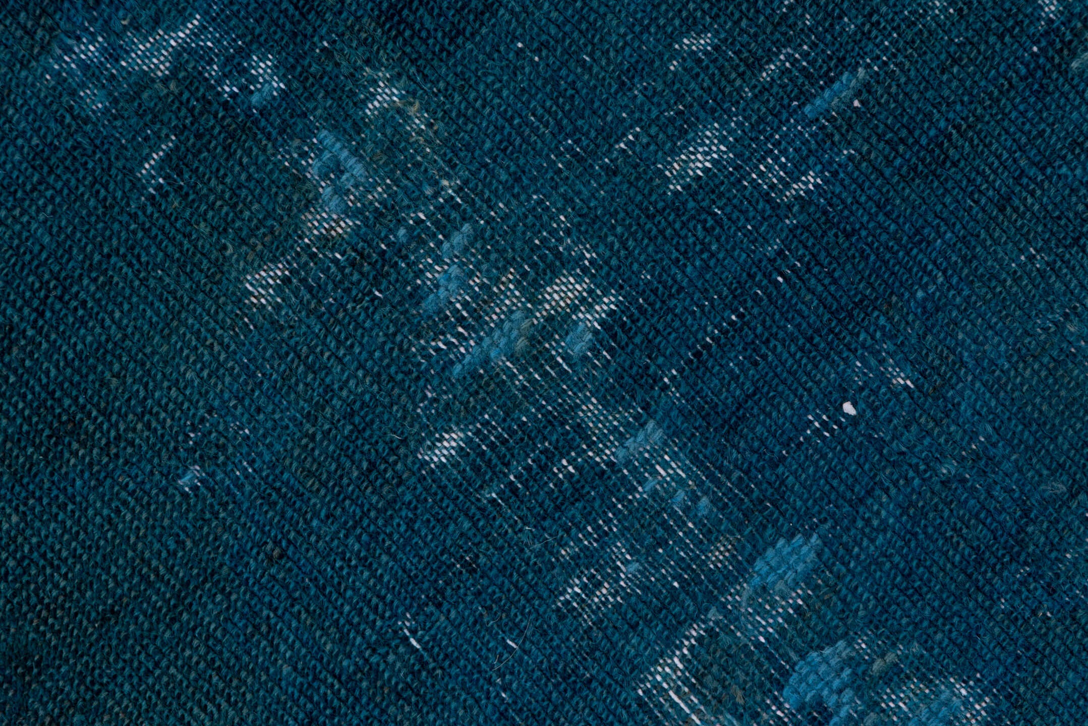 2' x 8' one-of-a-kind handmade vintage Oushak runner rug. Color palette: teal, indigo, slate, charcoal, ivory, purple, gray