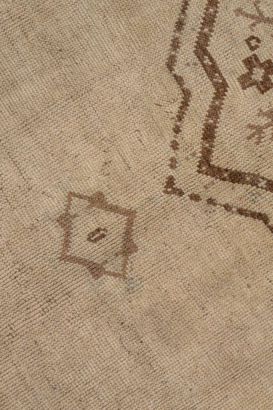 6' x 9' one-of-a-kind handmade vintage Oushak medium size rug. Color palette: taupe, brown, beige, ivory, gray